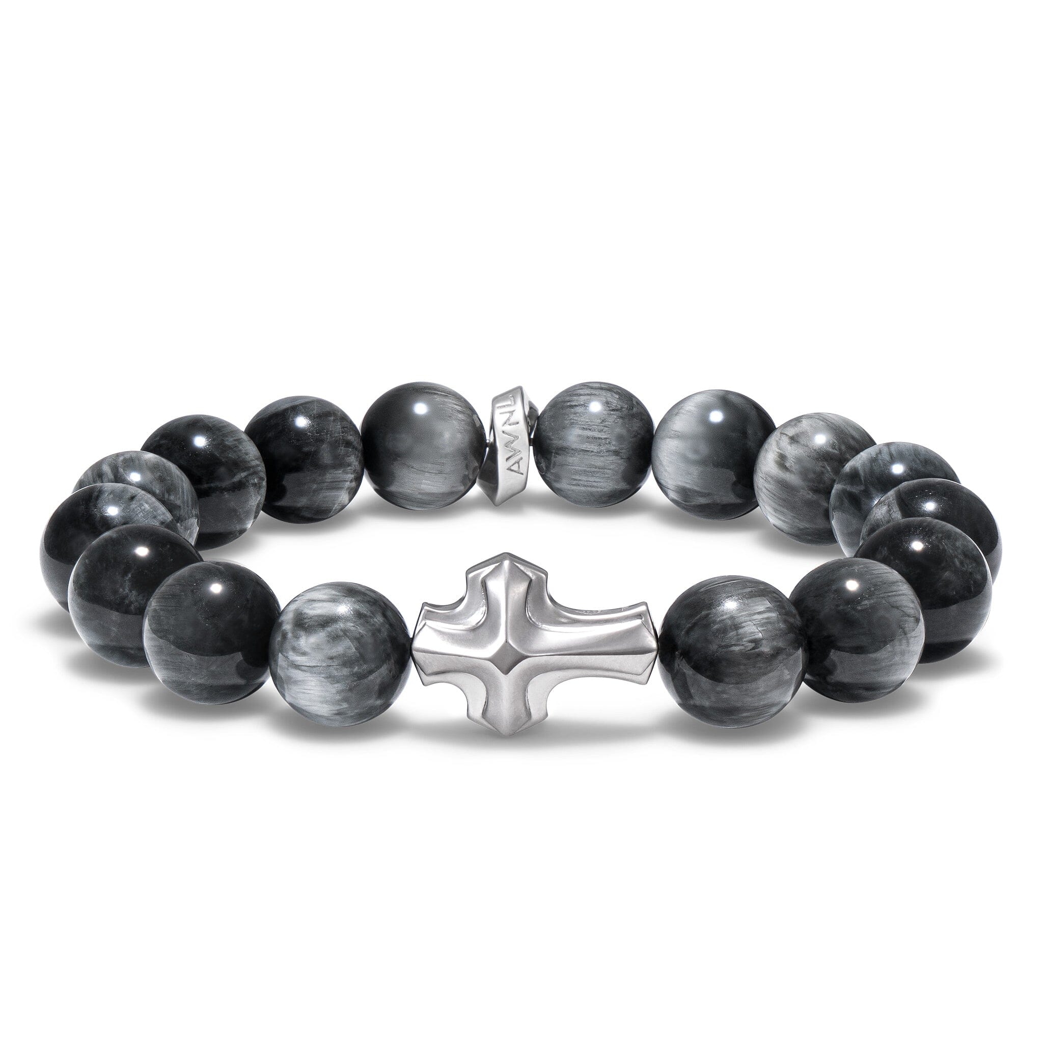 Awnl Men's Grey Hawk Eye Cross Bracelet In Gray
