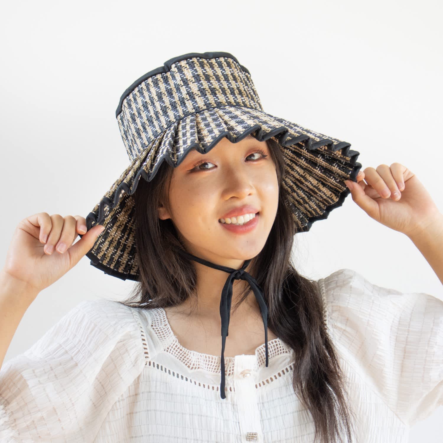Excellent Lorna Murray Hat Straw Folding Ribbon Beige Blue