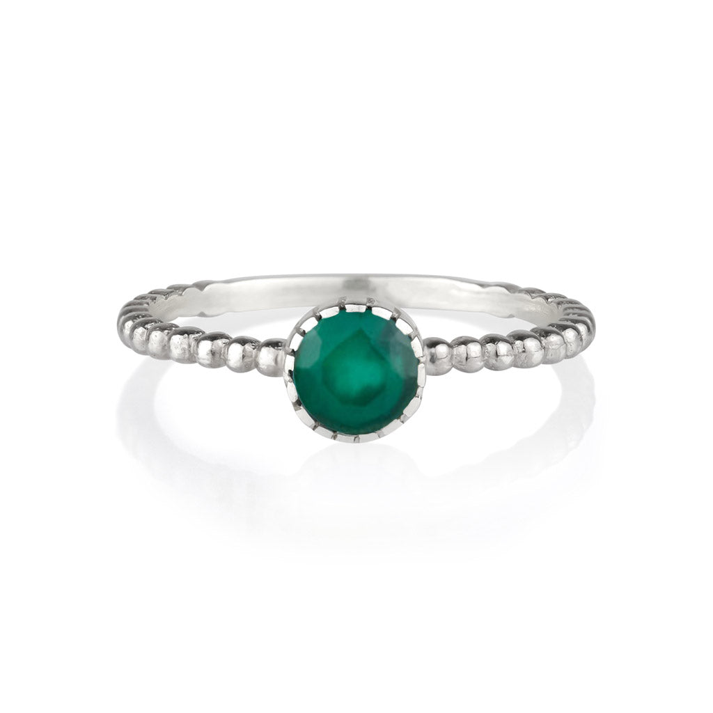 Women’s Rawa Silver Stacking Ring - Green Onyx Charlotte’s Web Jewellery