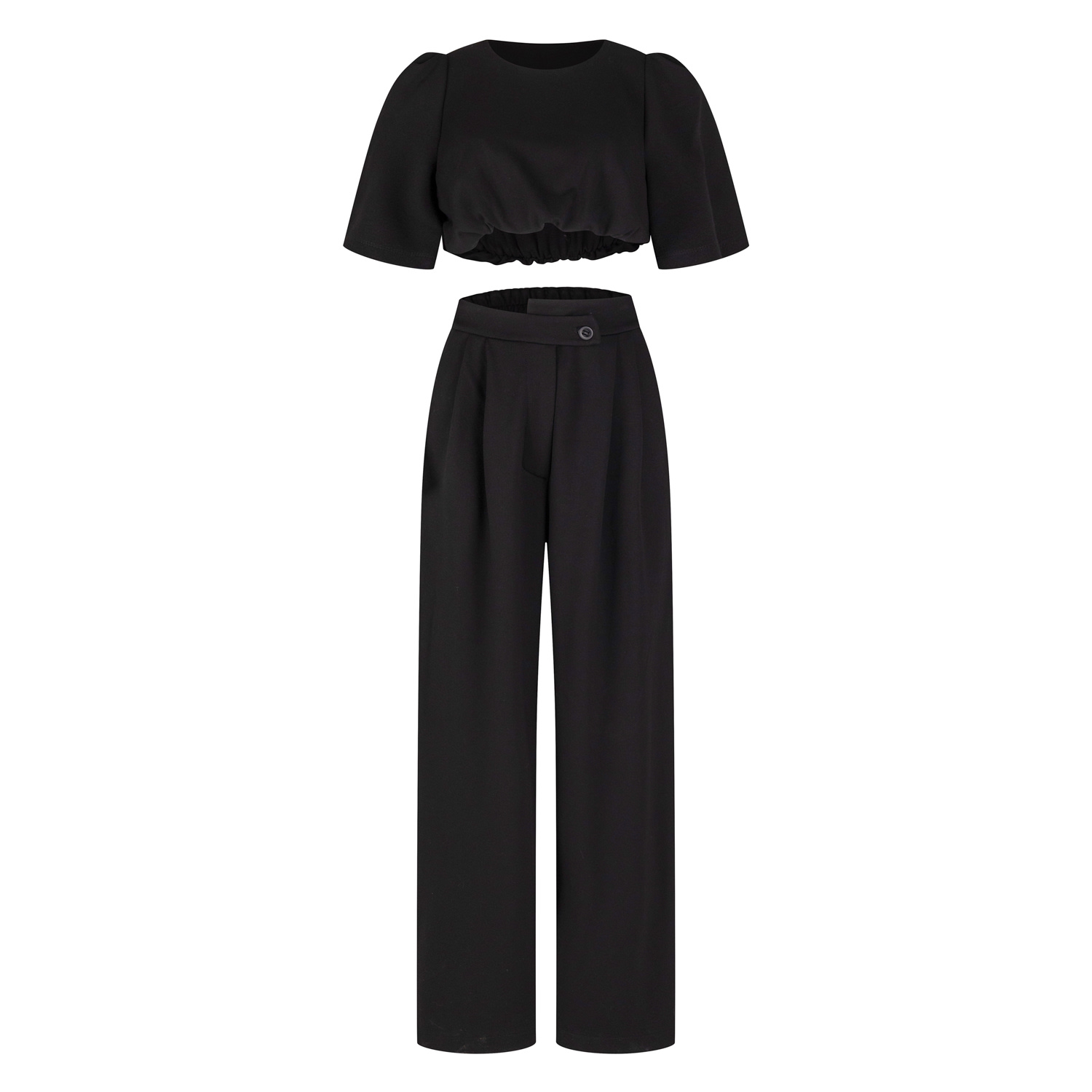 Clothes By Locker Room Black Crop Top & Slacks Co-ord Set In Black