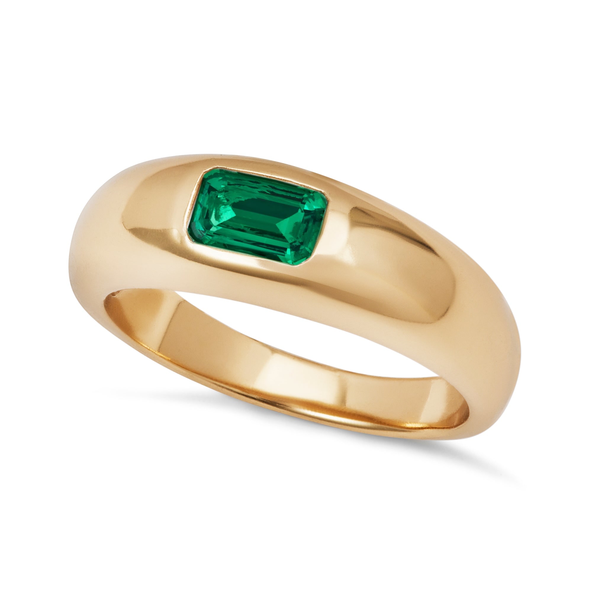 Aya Women's Gold / Green Dome Ring - Emerald In Multi