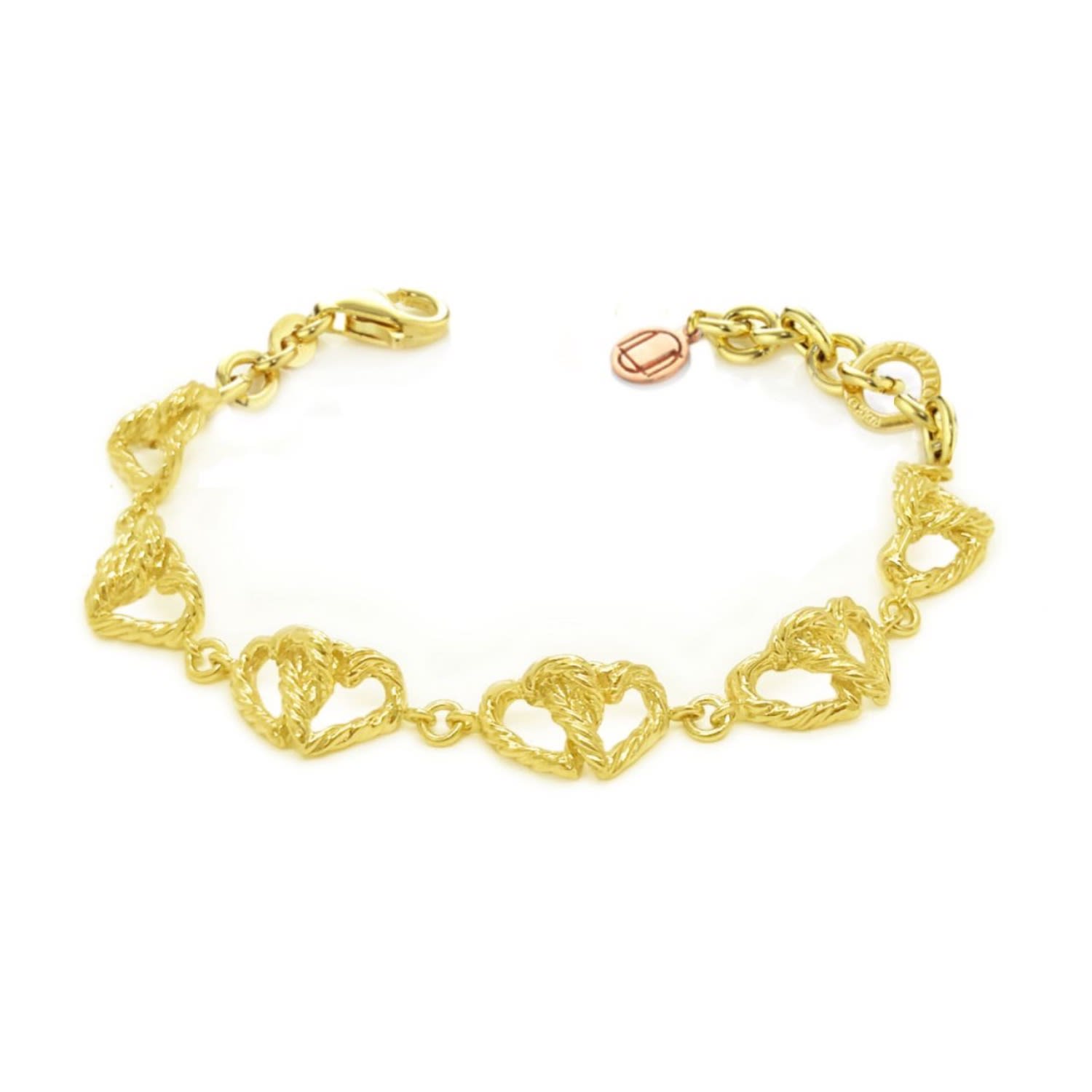Unaloe Women's Bracelet With Six Intertwined Hearts, Gold-plated