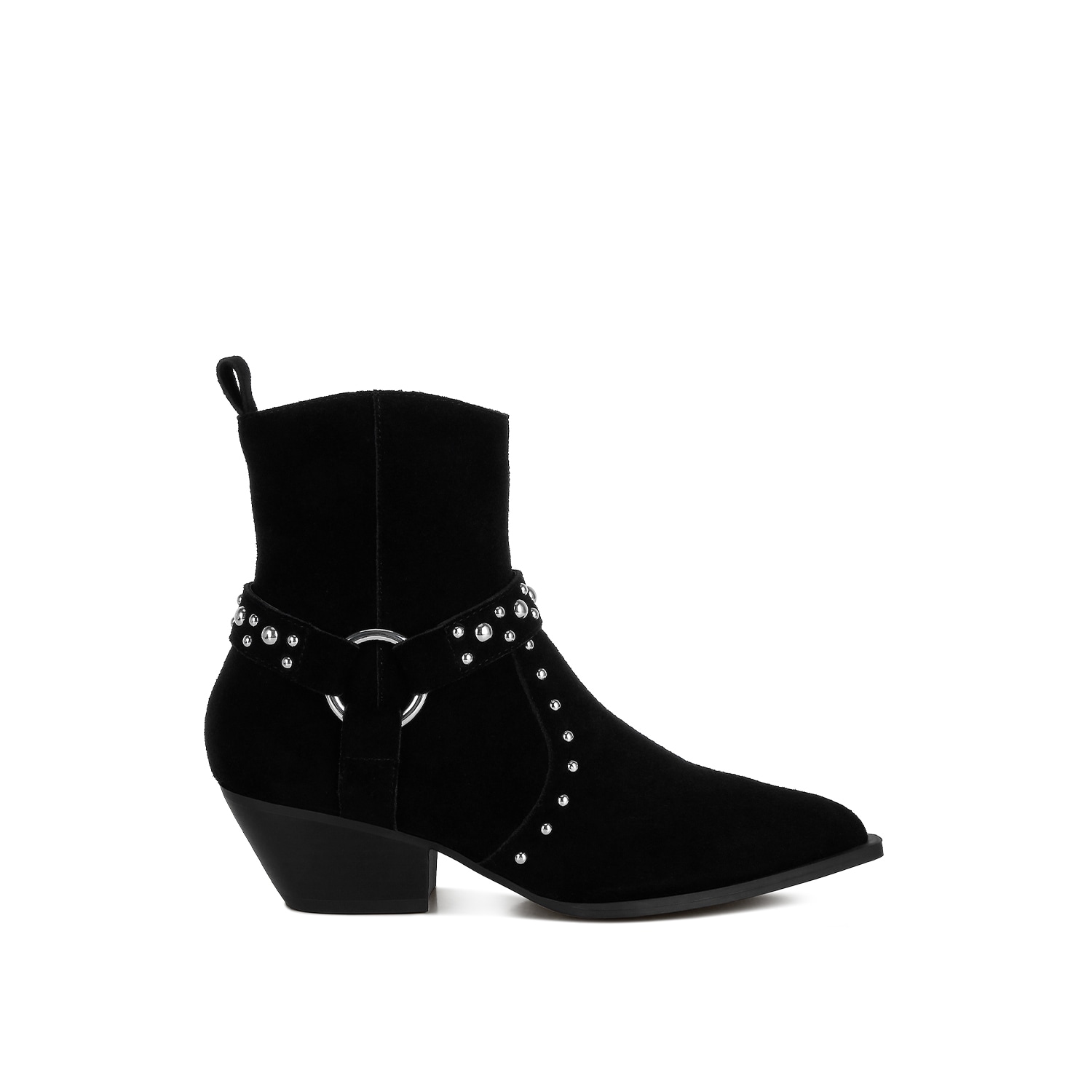 Rag & Co Women's Rodeo Studded Real Suede Leather Ankle Boots In Black In Black