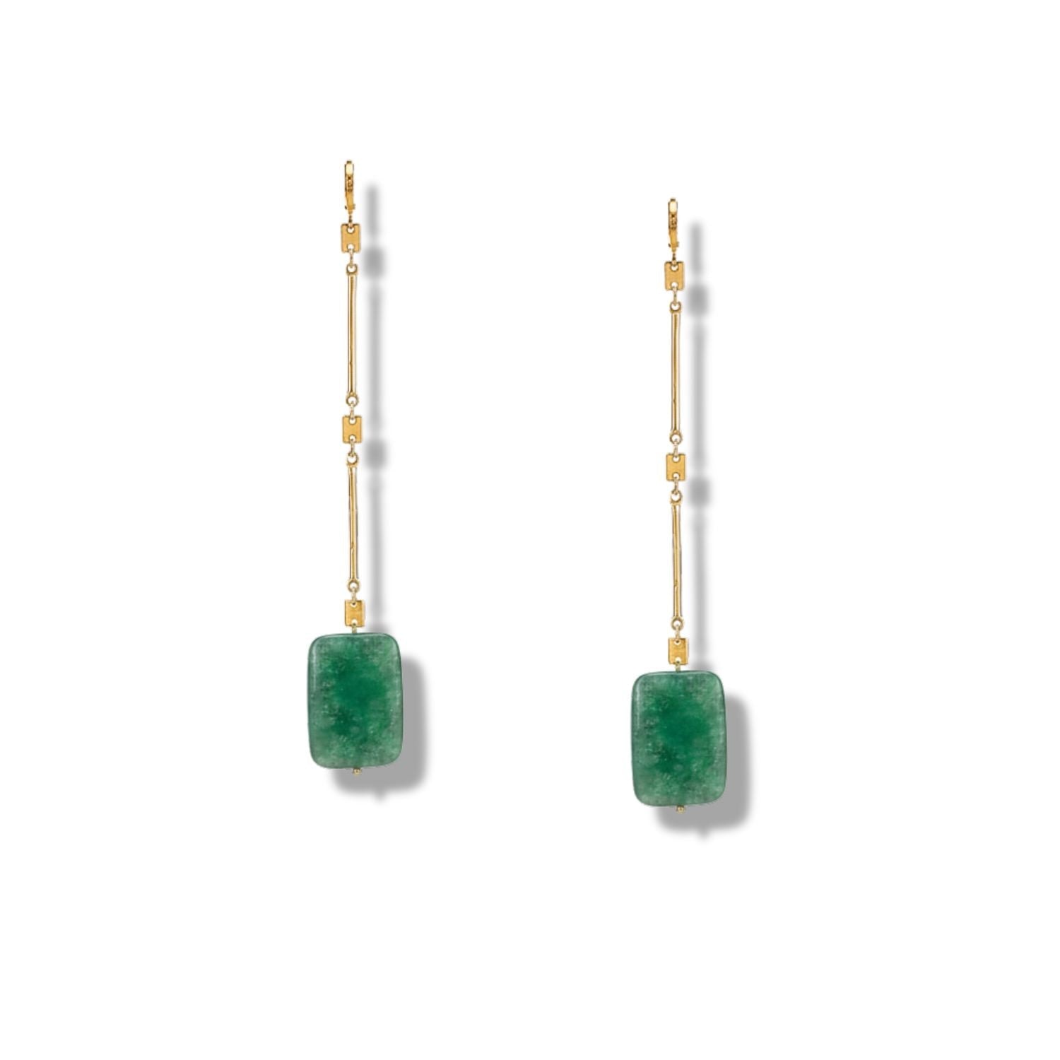 Jaredjamin Gold / Green Lattice Of Gladys Aventurine Drop Earrings In Multi