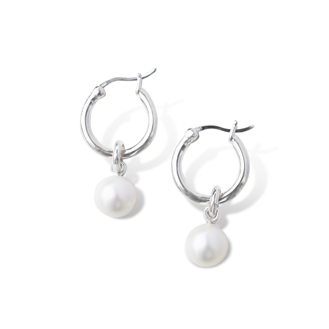 Women’s Silver Perle Silver Classic Hoop Earrings Fv Jewellery