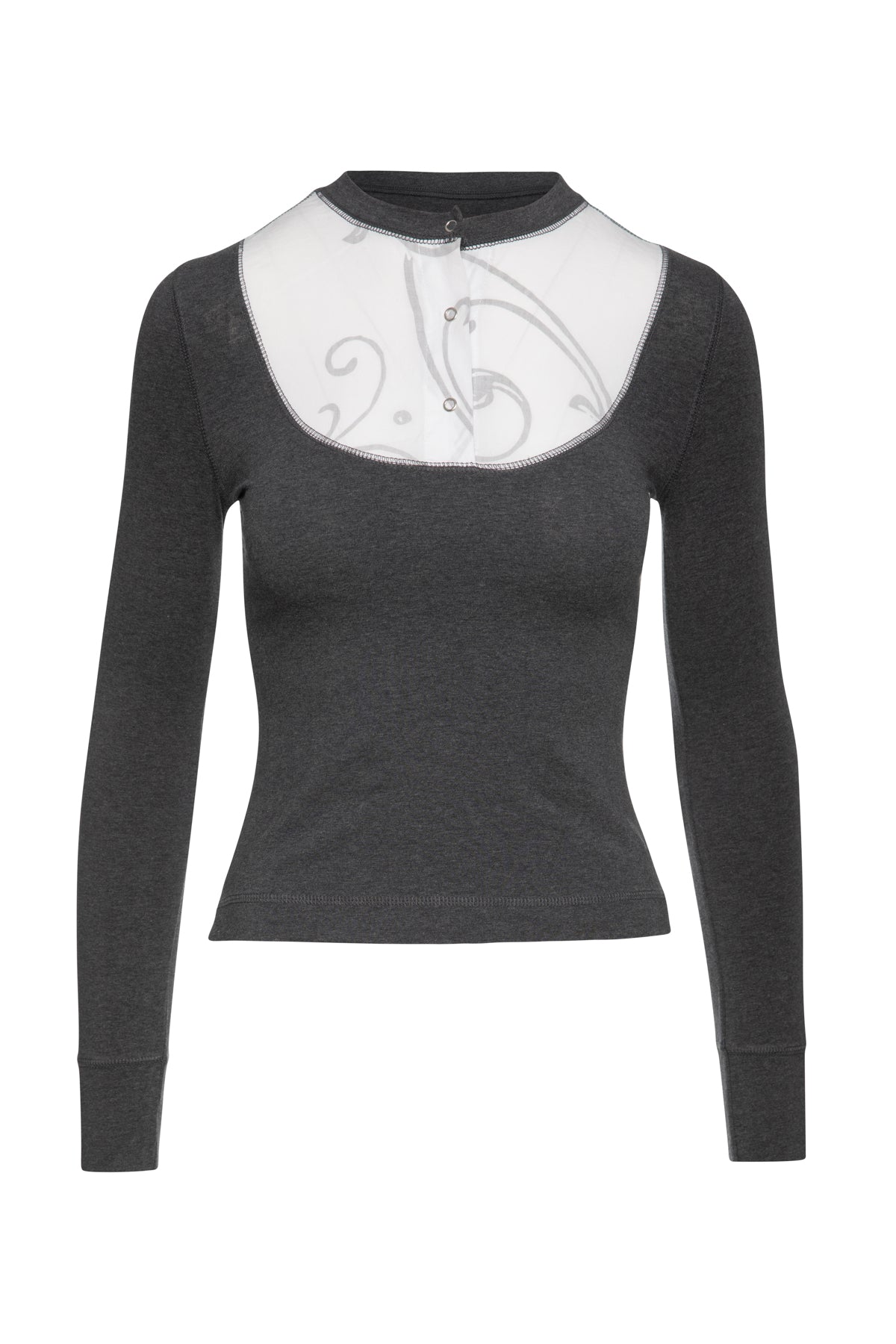 Women’s Dark Grey Top With Poplin Detail Medium Conquista