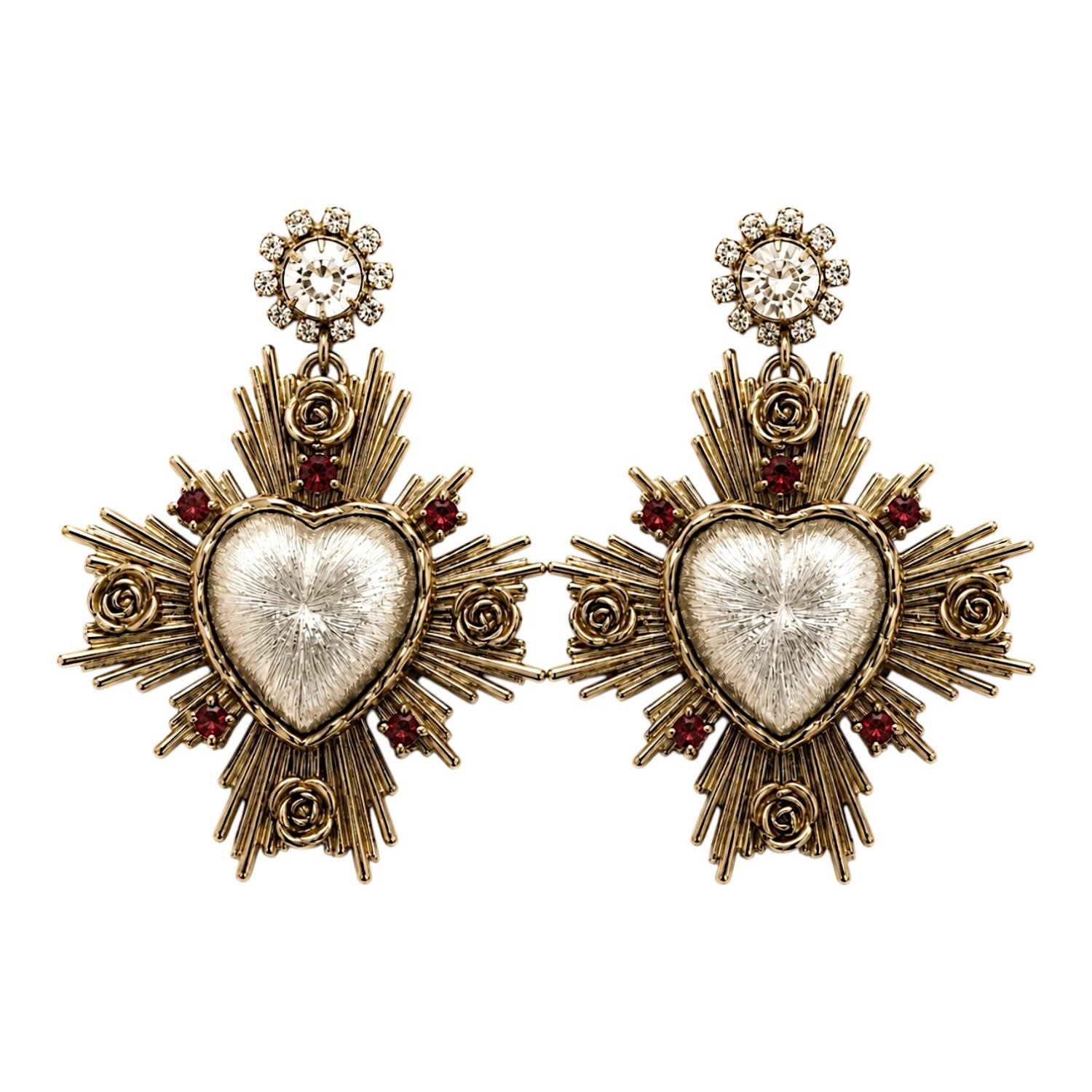 Vstyle Women's Gold Argento Baroque Heart Earrings