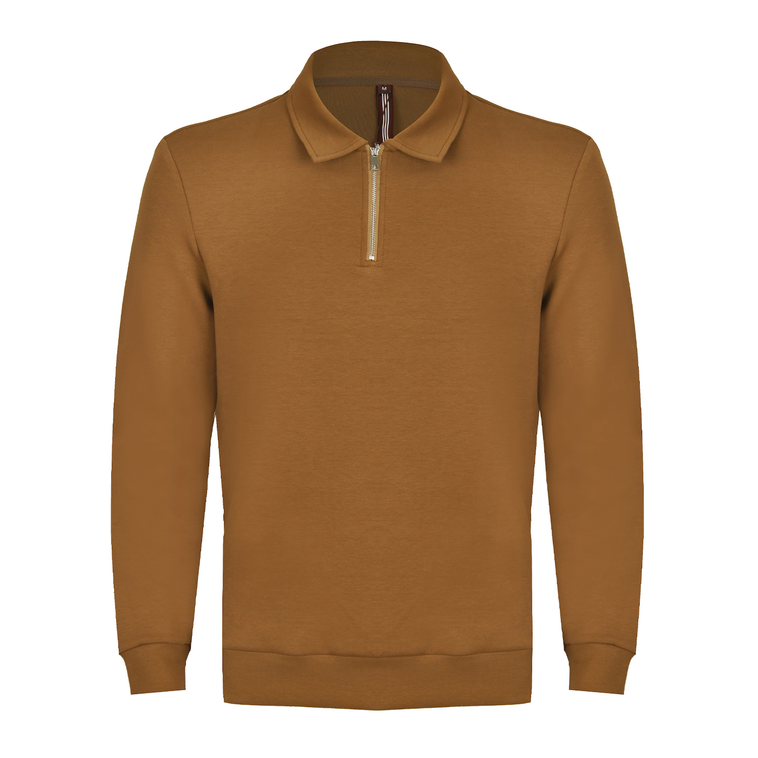 David Wej Brown Enzo Cotton Zip Polo - Coffee In Brown