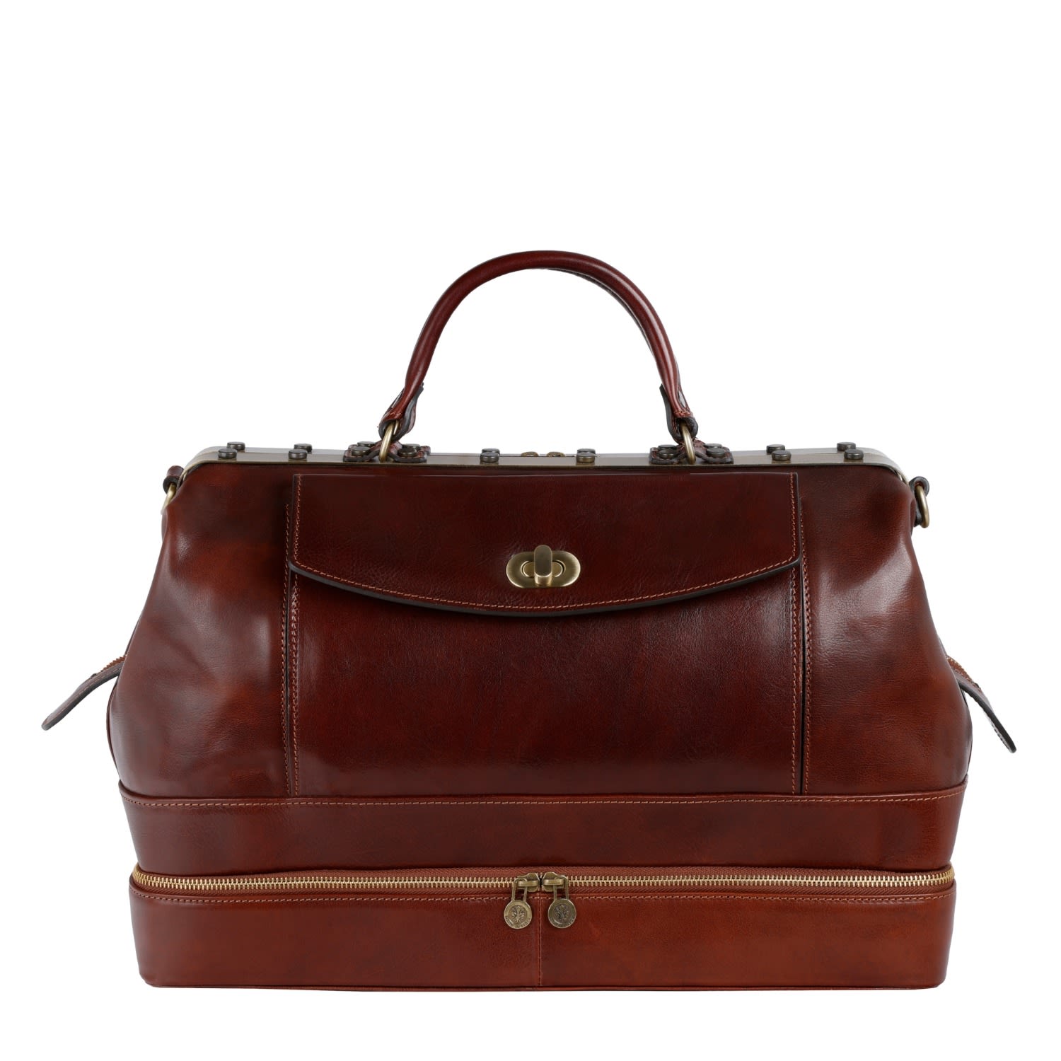 Time Resistance Brown Leather Doctor Bag, Medical Bag, Leather Handbag - Doctor Faustus In Brown