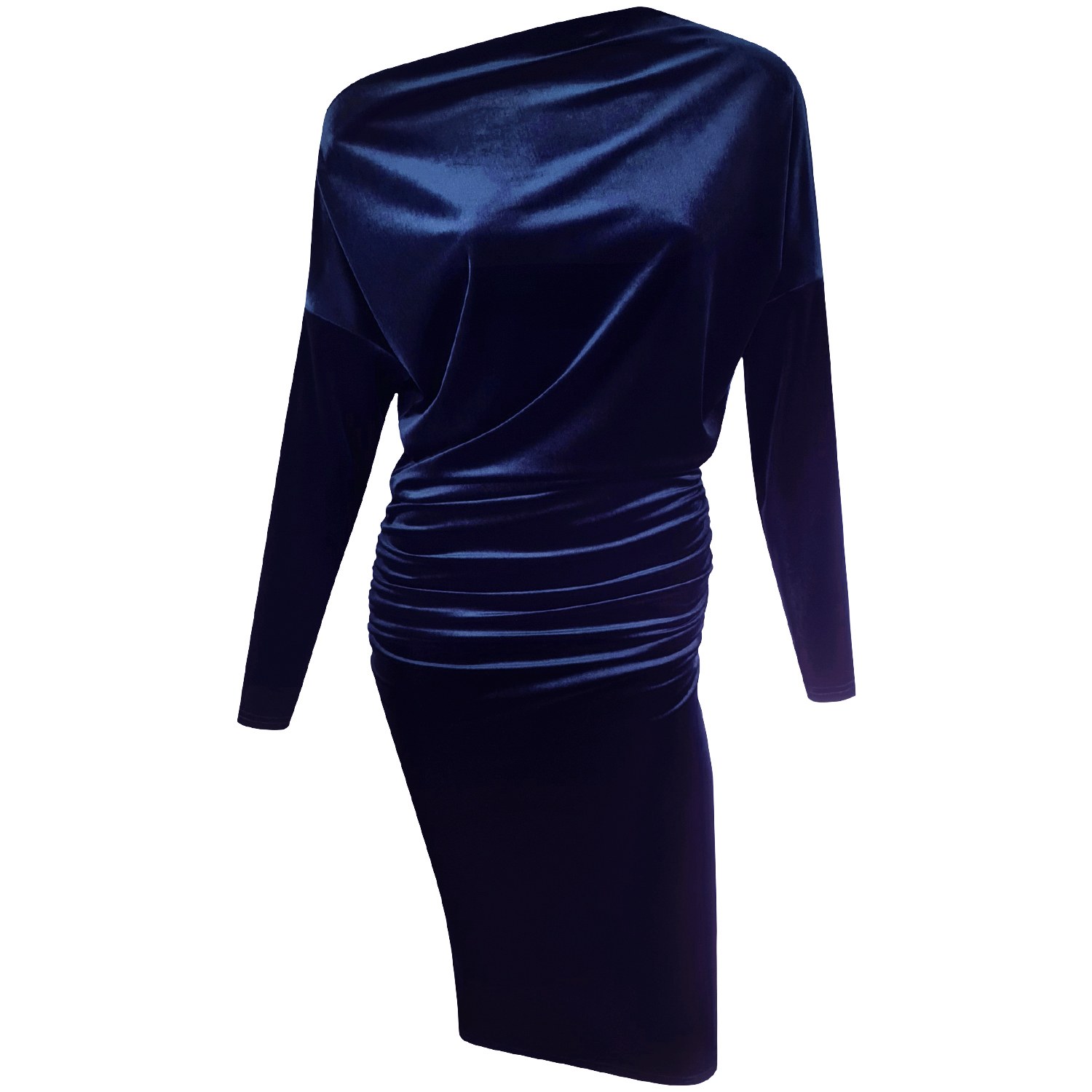Me&thee Women's Blue Midnight Sky Navy Velvet Drop Shoulder Dress In Blue