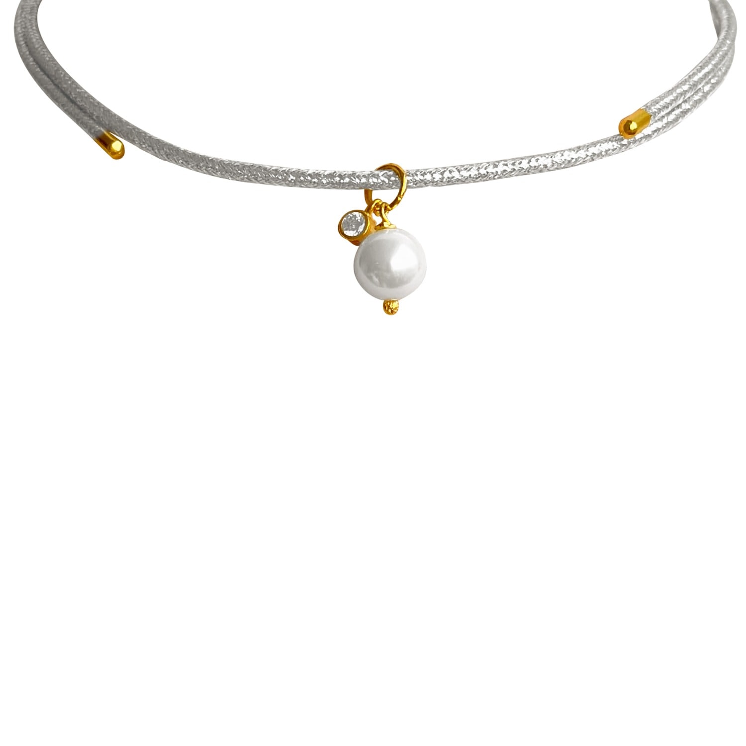 Eyeconic By Samar Ajram Women's Silver Pearl & Zircon Magnetic Choker In Gold