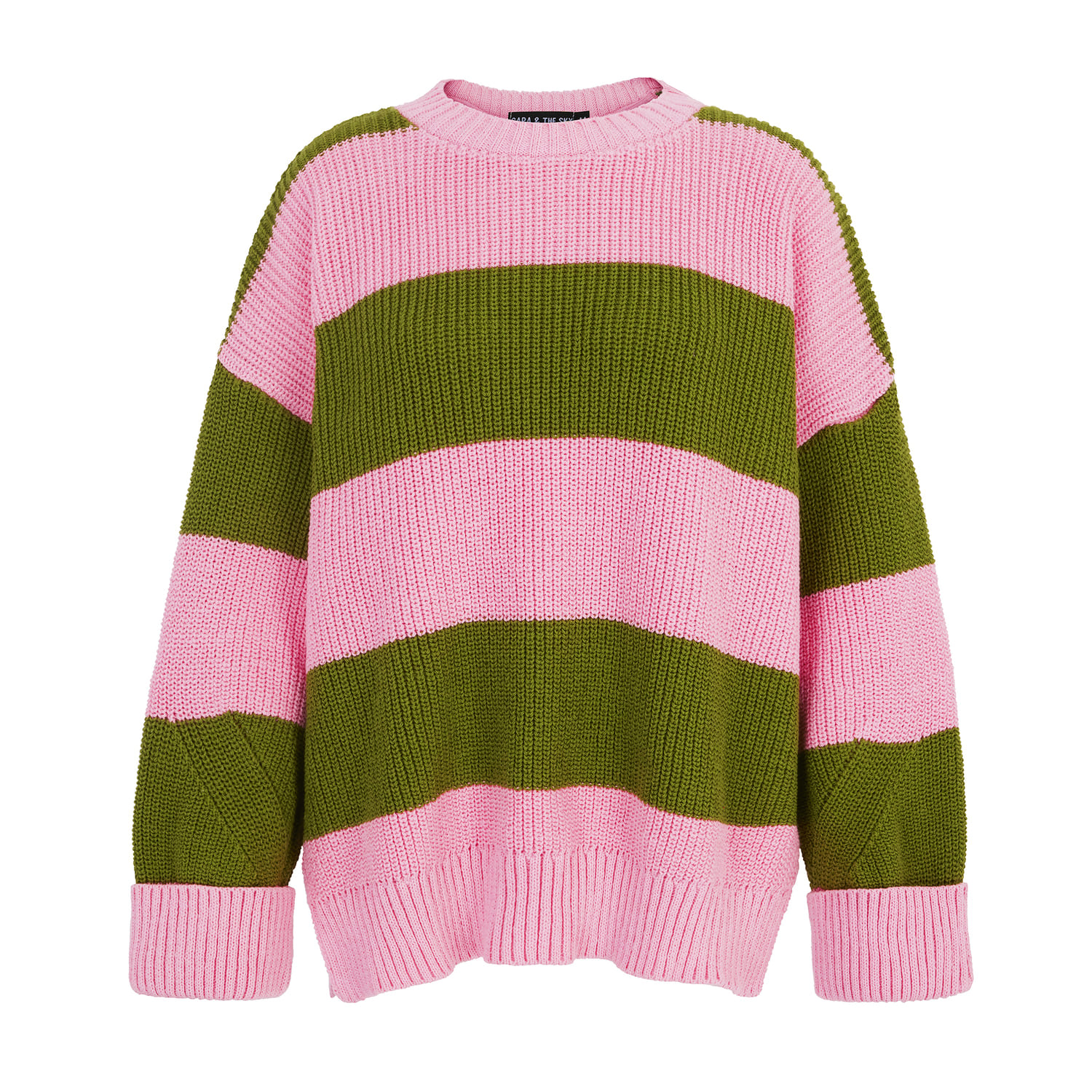 Women’s Pink / Purple / Green Rhiannon Recycled Cotton Chunky Stripe Jumper - Pink And Green Medium Cara & the Sky