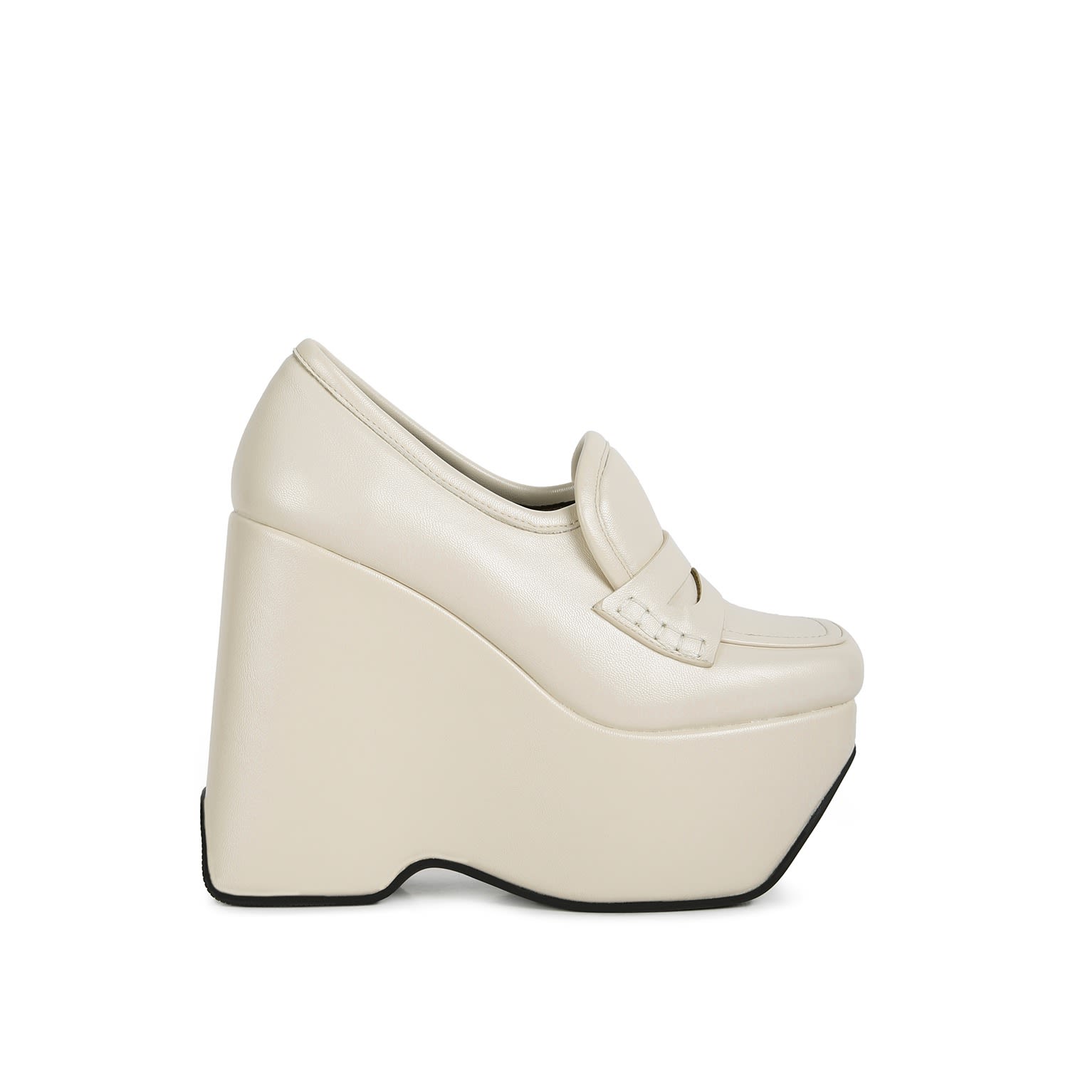 Women’s Gold Gilliam Beige High Platform Wedge Loafers 4 Uk Rag & Co.