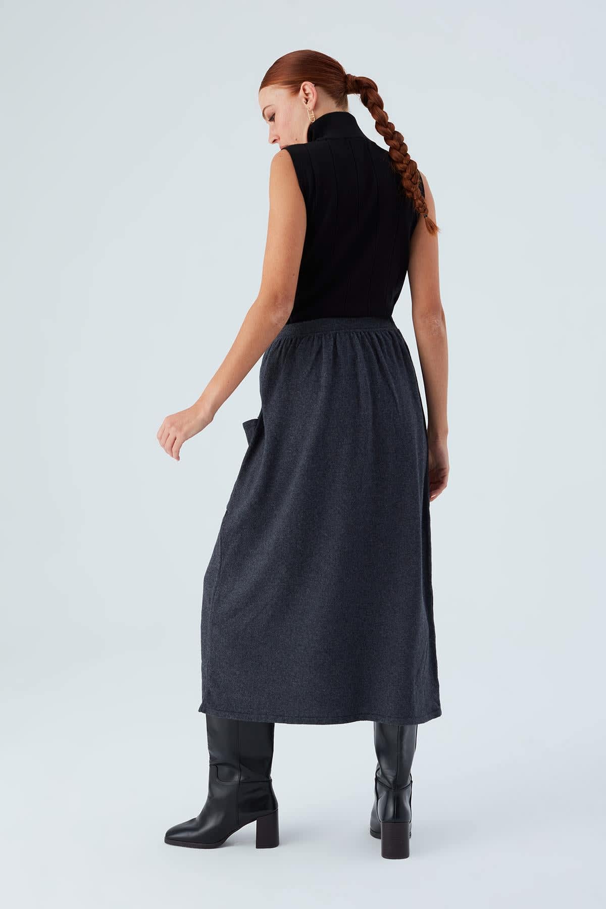 Knit skirt top elastic waist