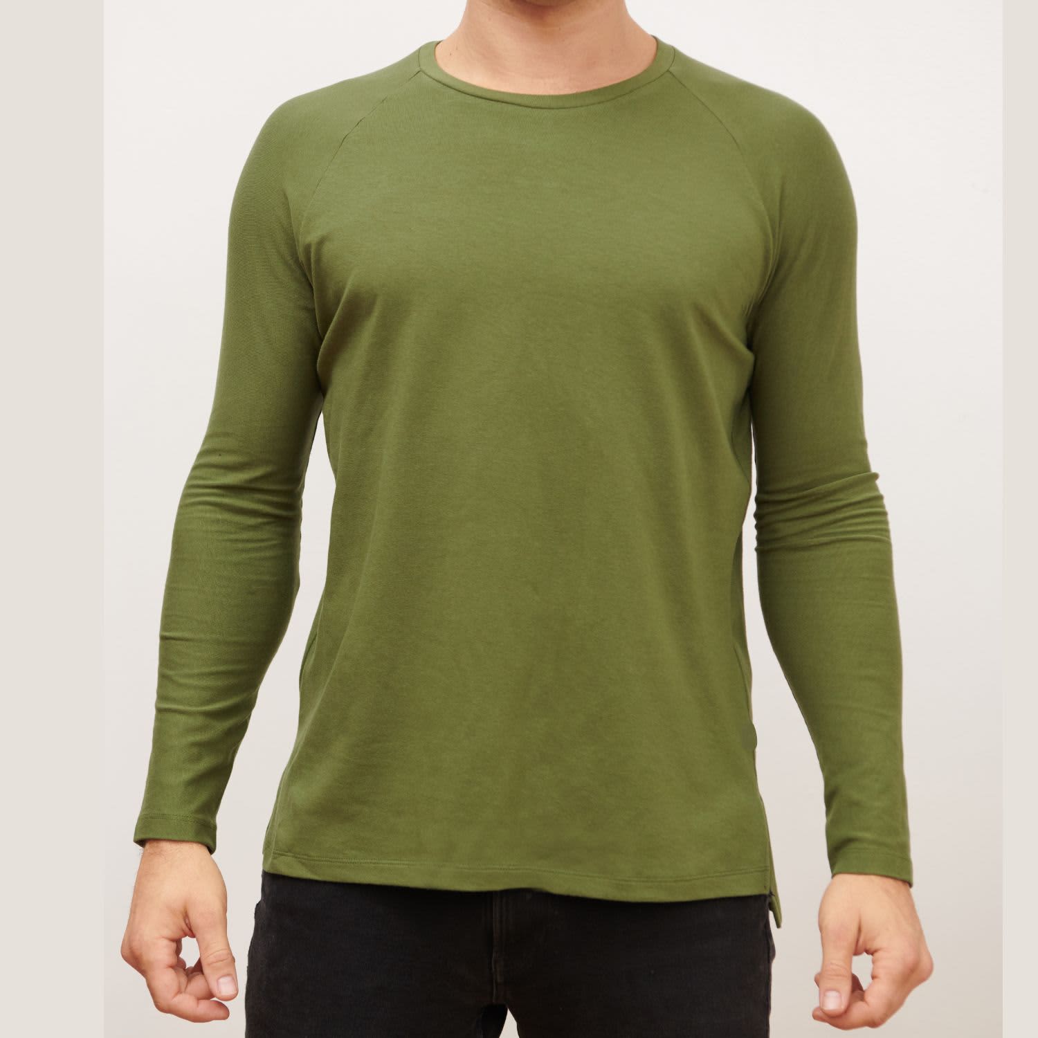 Drop Cut Hem Comfort T-Shirt - Military Green | Ocean Rebel | Wolf