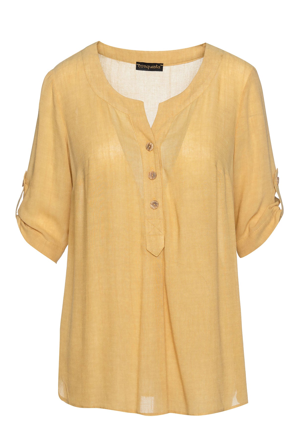 Women’s Yellow / Orange Linen Look Blouse Extra Small Conquista