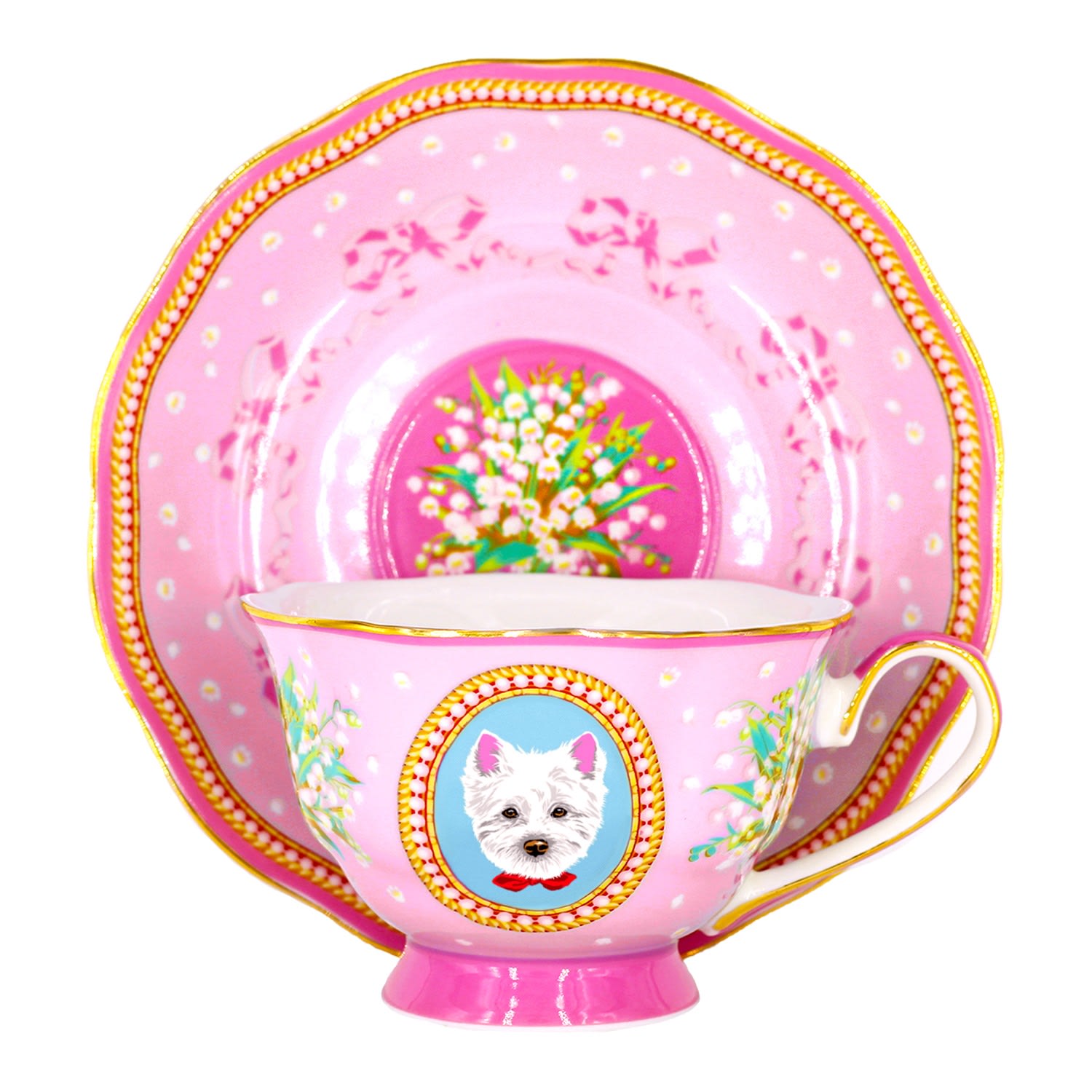 Pink / Purple Lucy Teacup & Saucer Poppy Angeloff