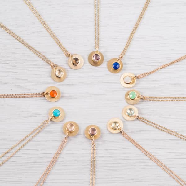 Auree Jewellery Bali 9ct Gold October Birthstone Necklace Rose Quartz In Rose