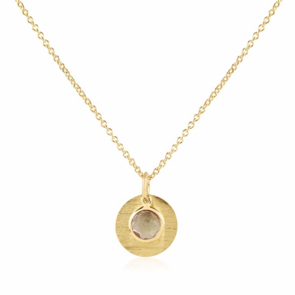 Auree Jewellery Bali 9ct Gold October Birthstone Necklace Rose Quartz In Rose