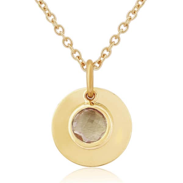 Auree Jewellery Bali 9ct Gold October Birthstone Necklace Rose Quartz In Rose