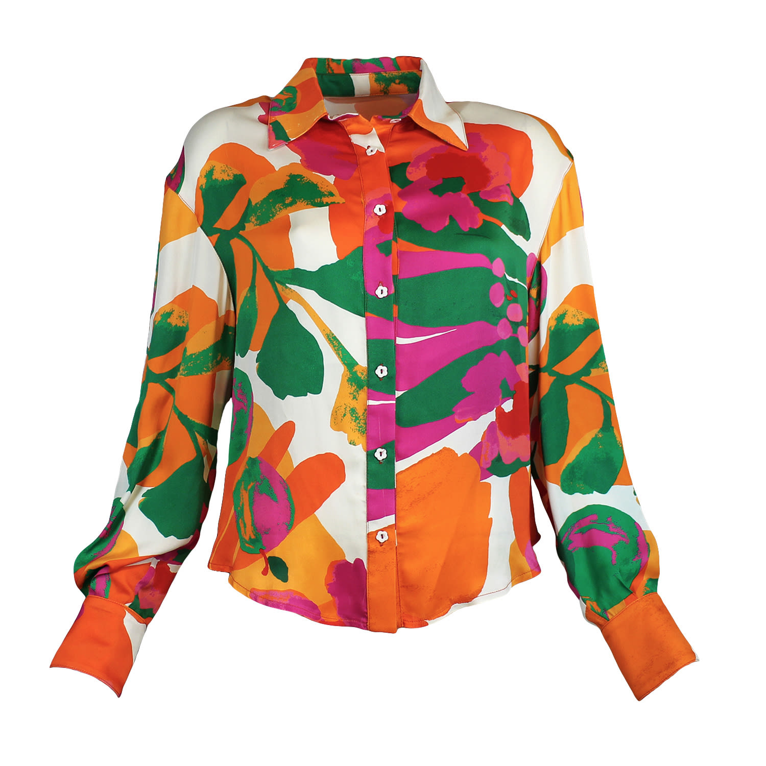 Lalipop Design Women's Multicolor Viscose Satin Button-down Blouse