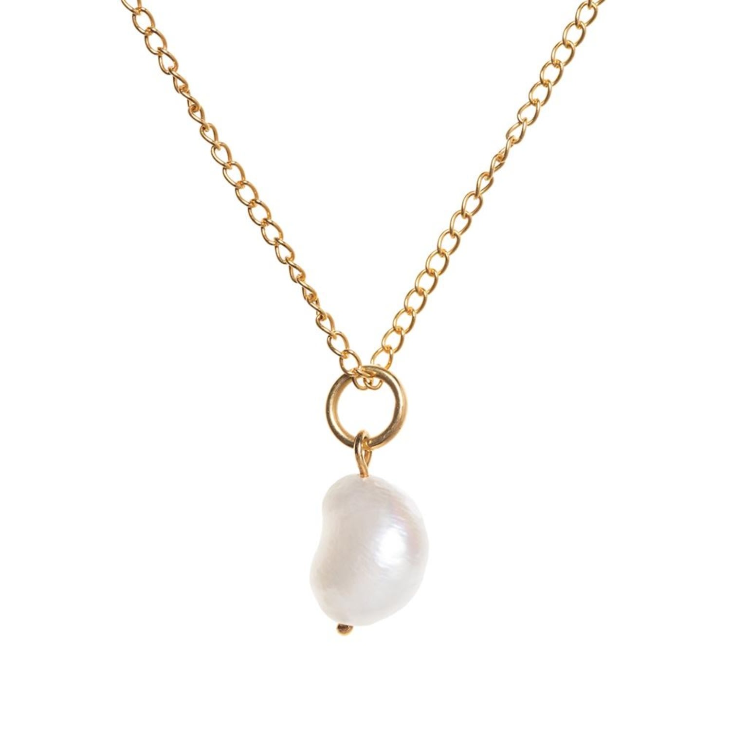 Women’s Gold / White Baroque Pearl Pendant Necklace Freya Rose