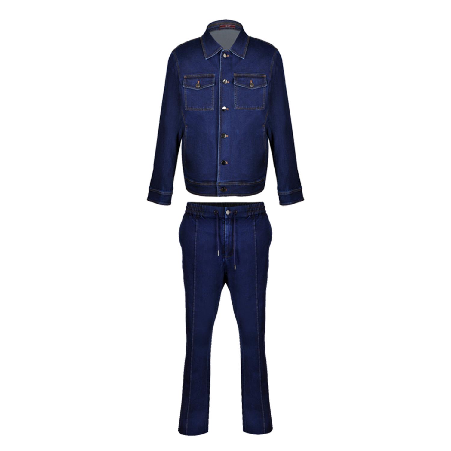 David Wej Men's Vanguard Stretch Denim Set - Dark Blue In Blue
