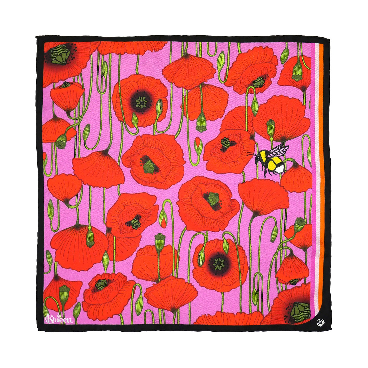 Women’s Silk Scarf - Mini Poppy - Pink Kueen