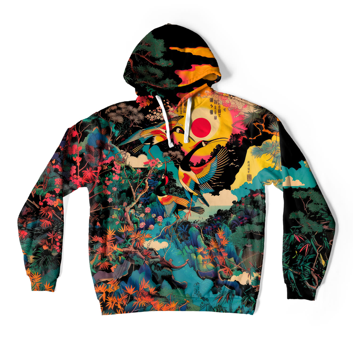 Aloha From Deer Women's Green / Yellow / Orange Japanese Heron Oversize Hoodie In Multi