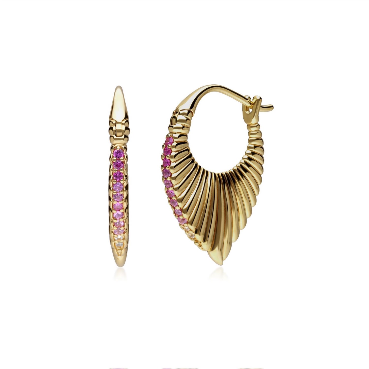 Women’s Gold Caruso Pink Sapphire Fan Drop Earrings Gemondo