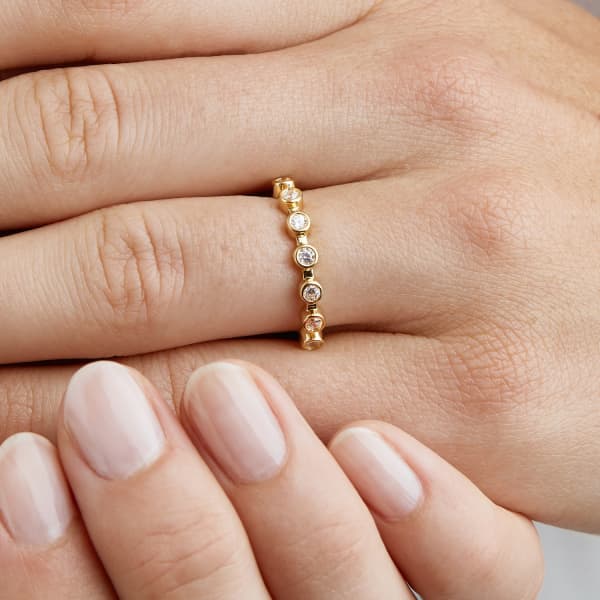 Lily & Roo Gold Round Diamond Style Eternity Ring In Eternity