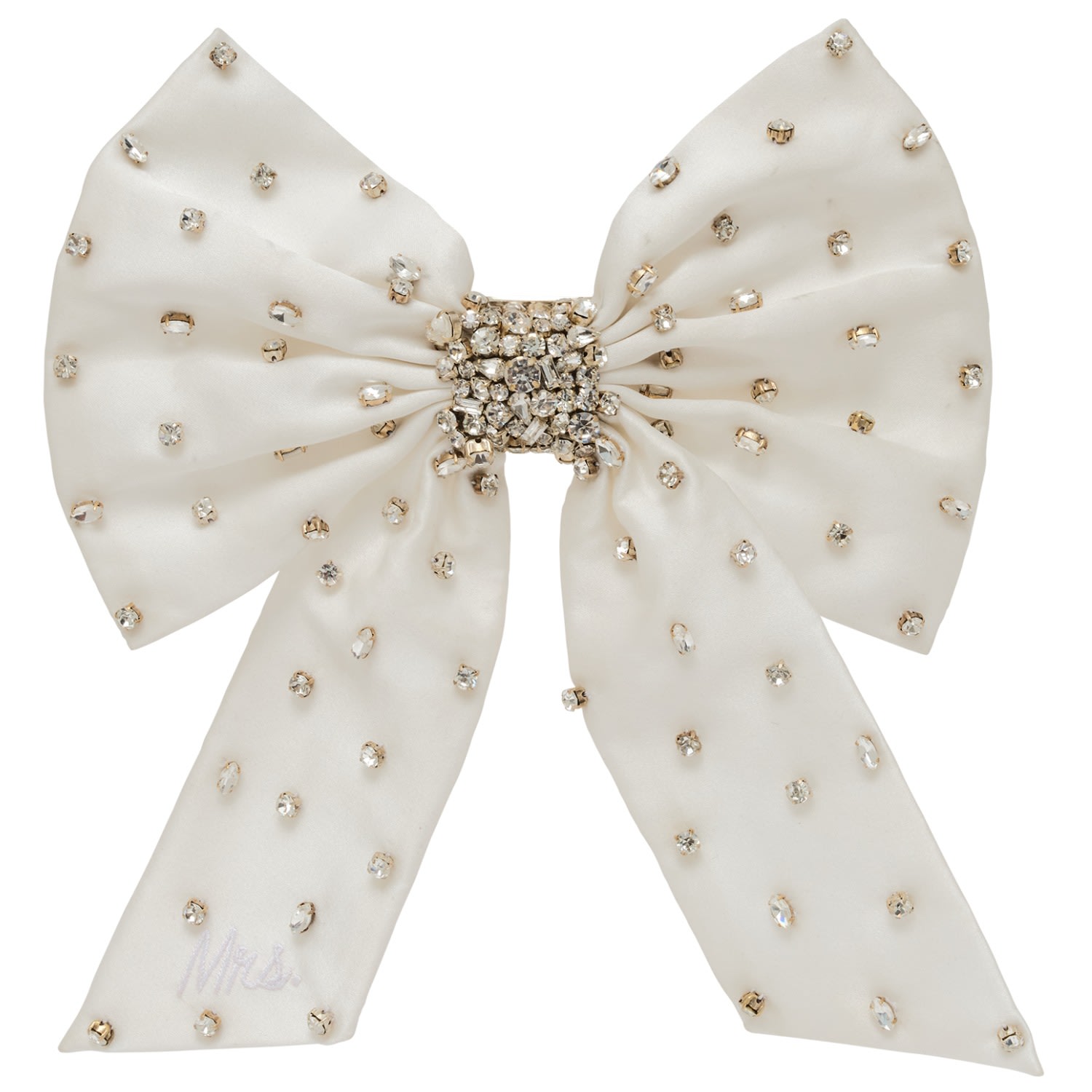 Women’s White Mrs. Grace Crystal Bow Hairclip Mignonne Gavigan