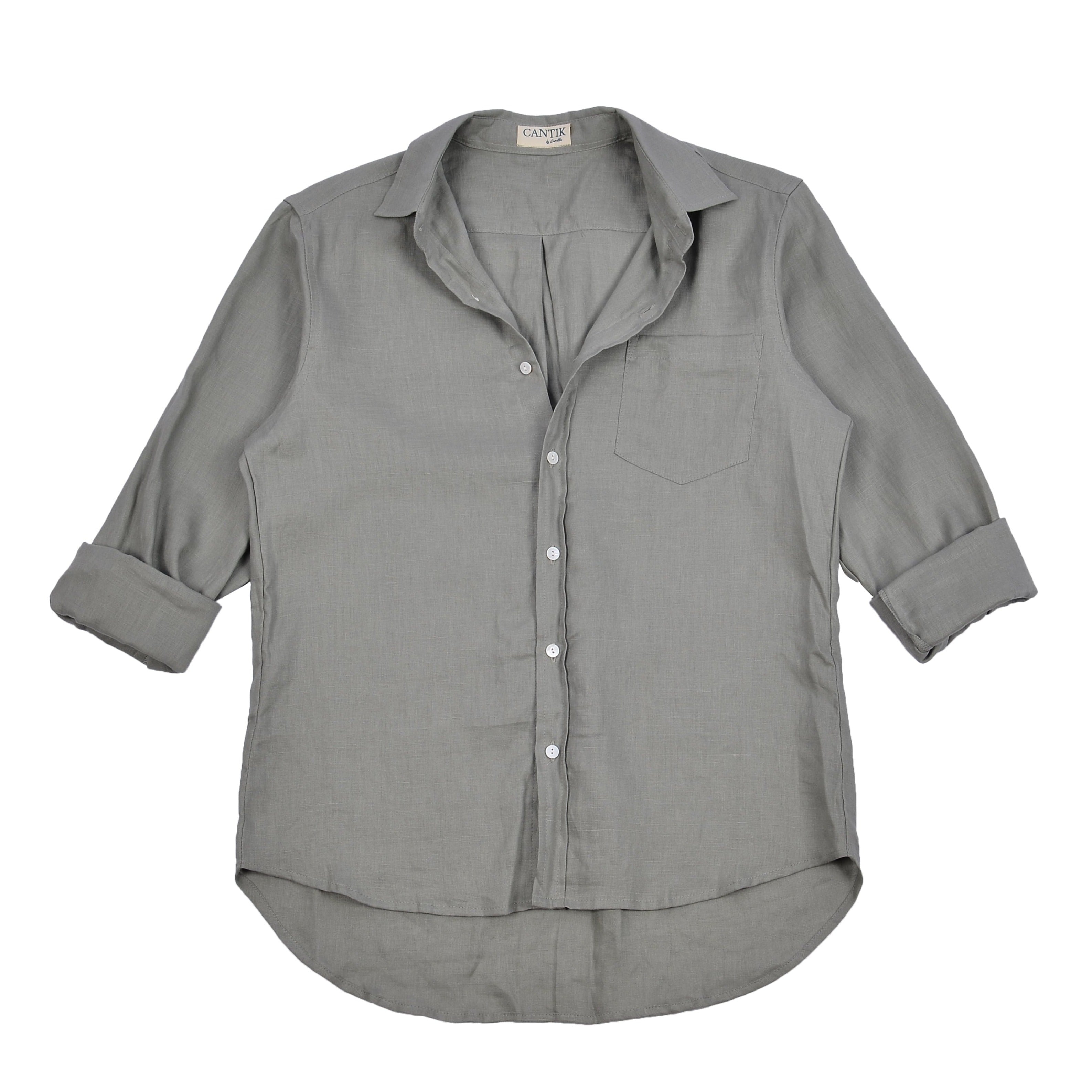 Women’s Boyfriend Style Linen Beach Shirt - Sage Green One Size Cantik by Camilla