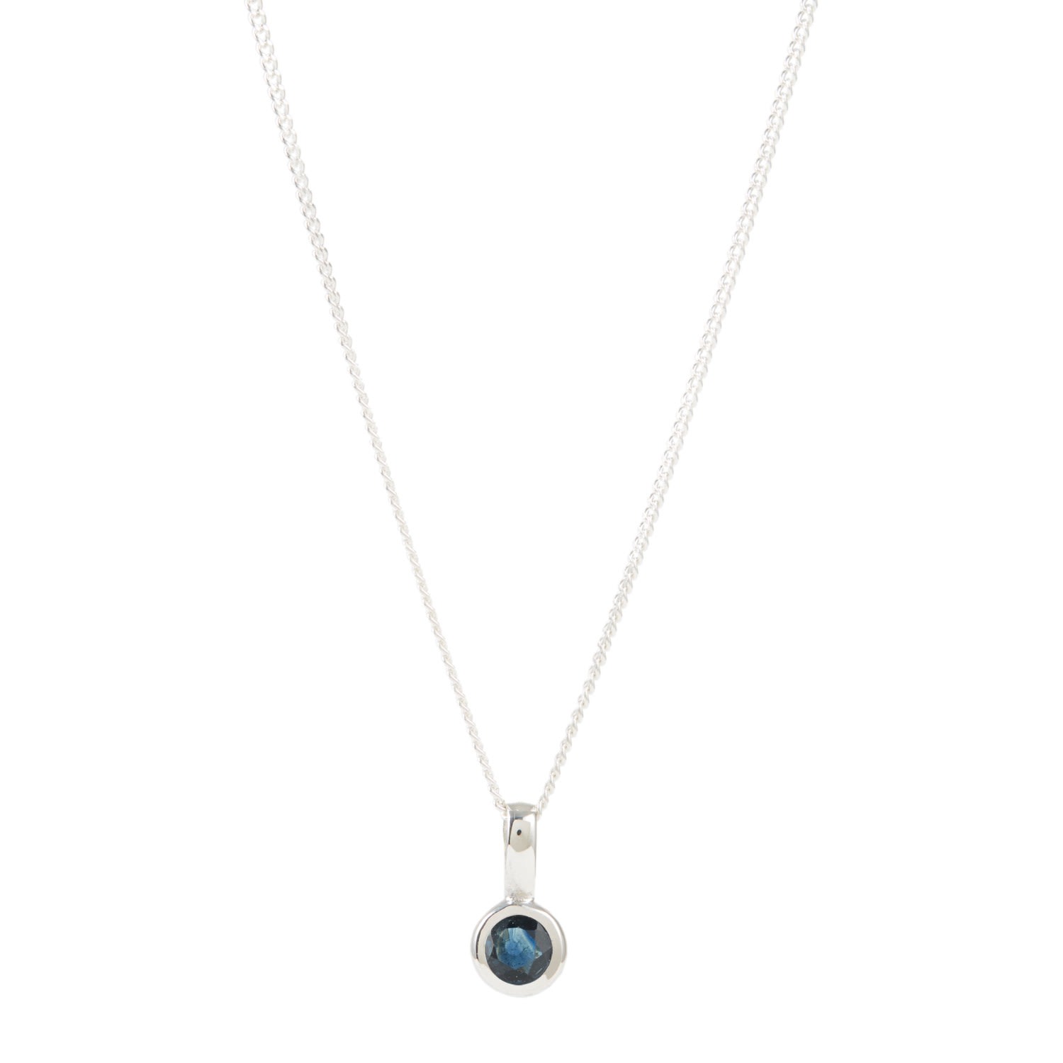 Women’s September Birthstone Charm Silver Necklace - Sapphire Charlotte’s Web Jewellery