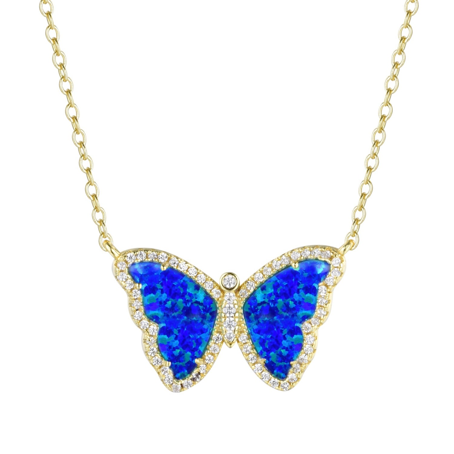 Women’s Blue Opal Butterfly Necklace - Indigo Kamaria