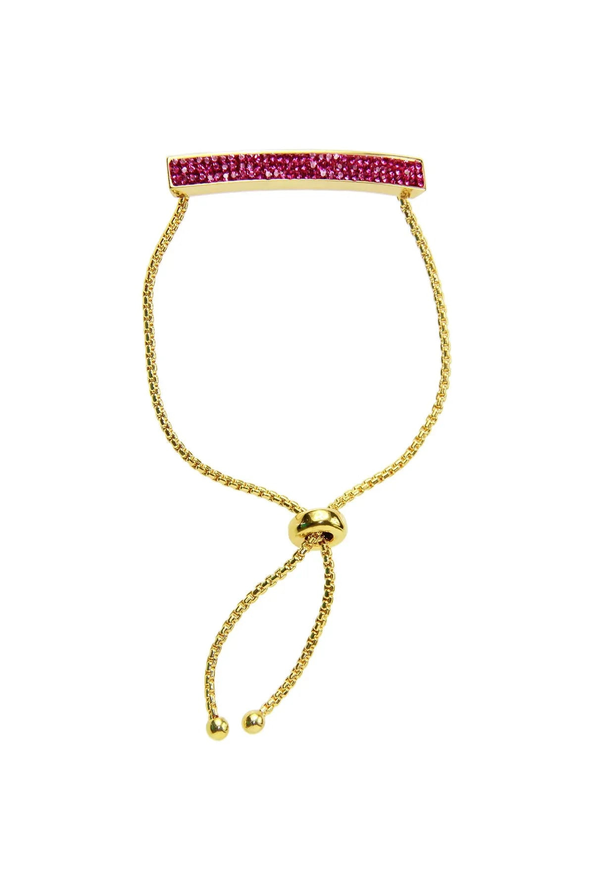 Saachi Women's Pink / Purple Dainty Crystal Bar Bracelet In Multi