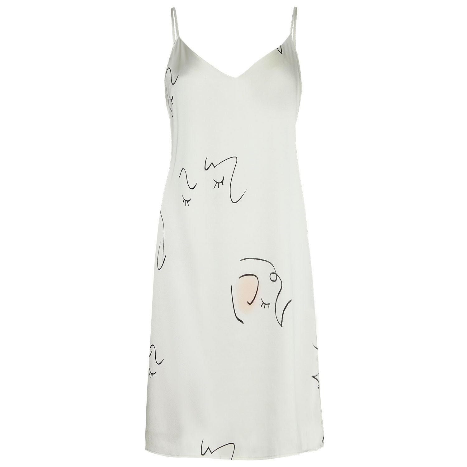 Women’s The Dream Slip Dress Art Printed Silk Dress - White Large Not Just Pajama