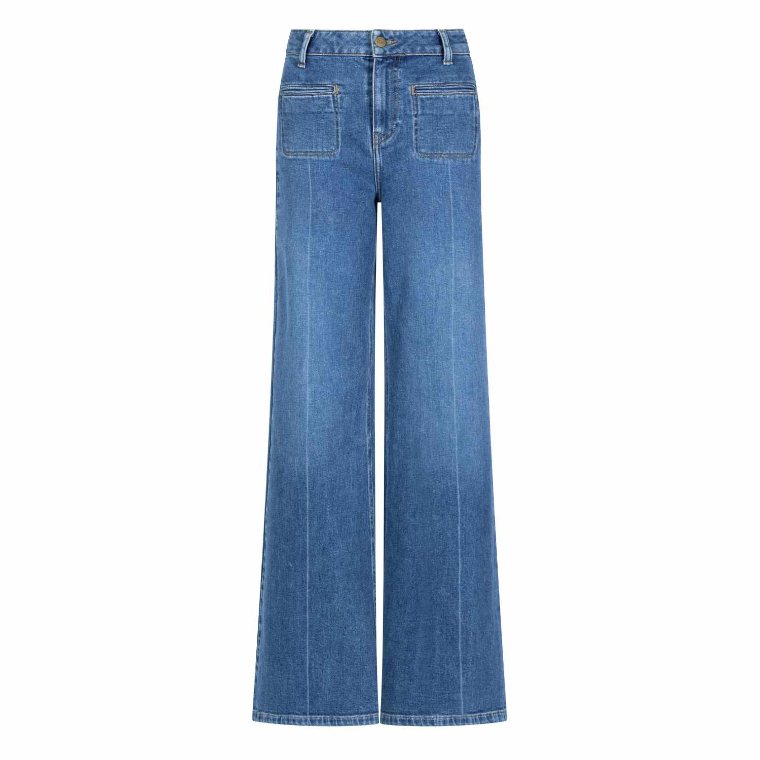 Donna Ida Blue Joan The High Waisted Patch Pocket Flare - My Side In Blue