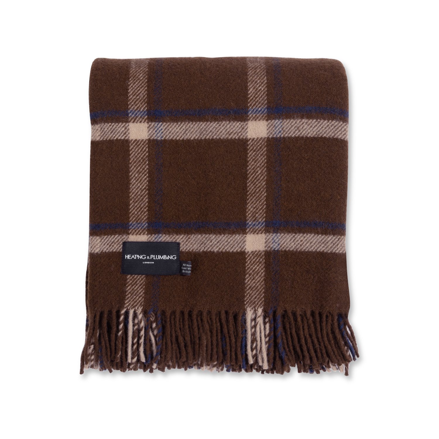 Heating & Plumbing London Brown Evening Tales - Pure New Wool Blanket - Checkmate Mocha