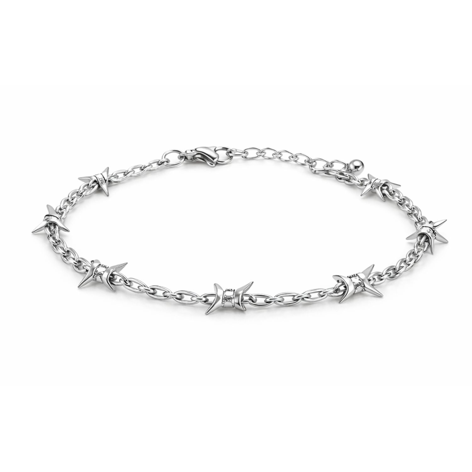 Born In Exile Women's Barbwire Chain Bracelet Seven Inch Silver