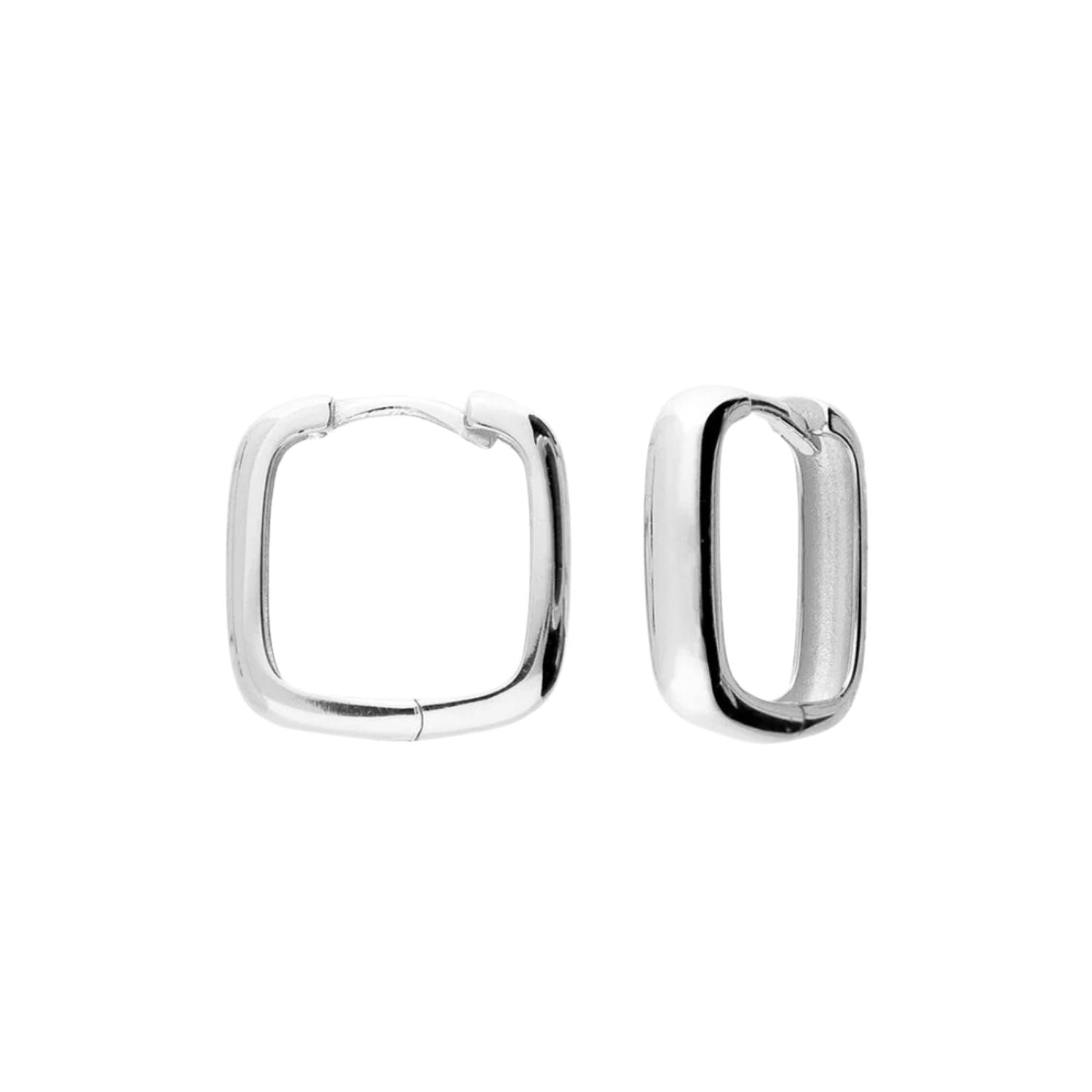 Women’s Square Huggie Earrings Silver Fiyah Jewellery