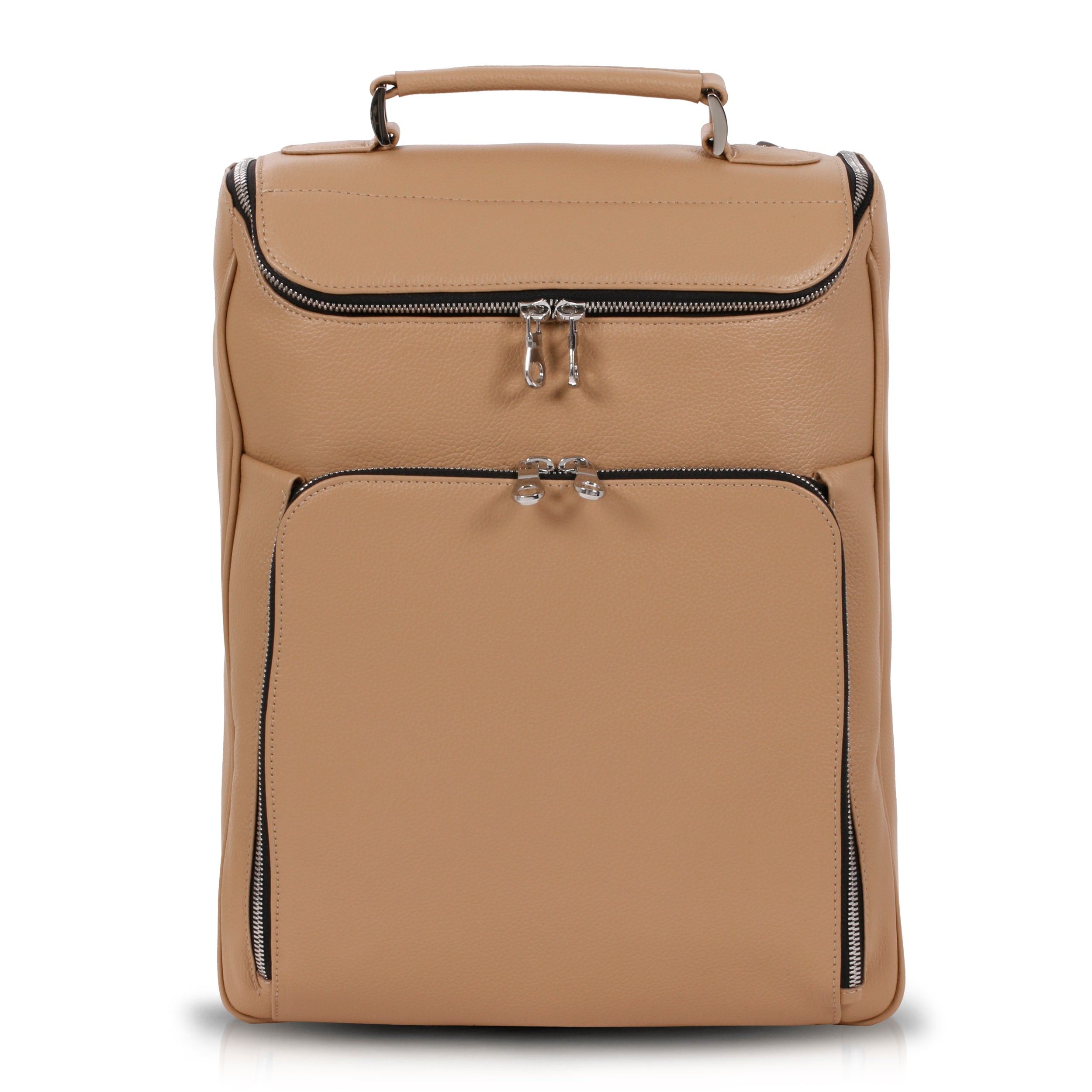 LUIS STEVEN WOMEN'S BROWN MEDIUM LAPTOP PACK - SAND PEBBLE LEATHER