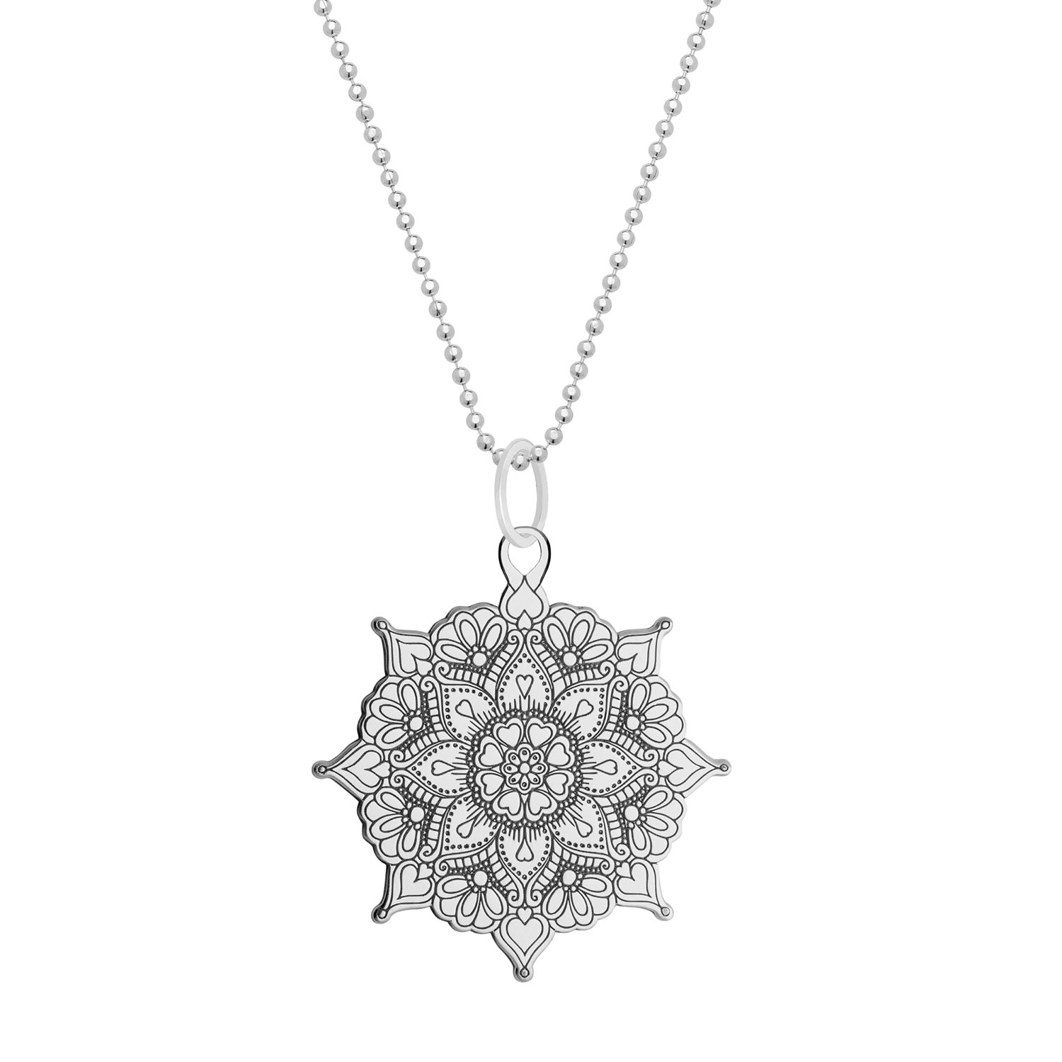 Women’s Large Silver Classic Mandala Pendant Necklace Cartergore