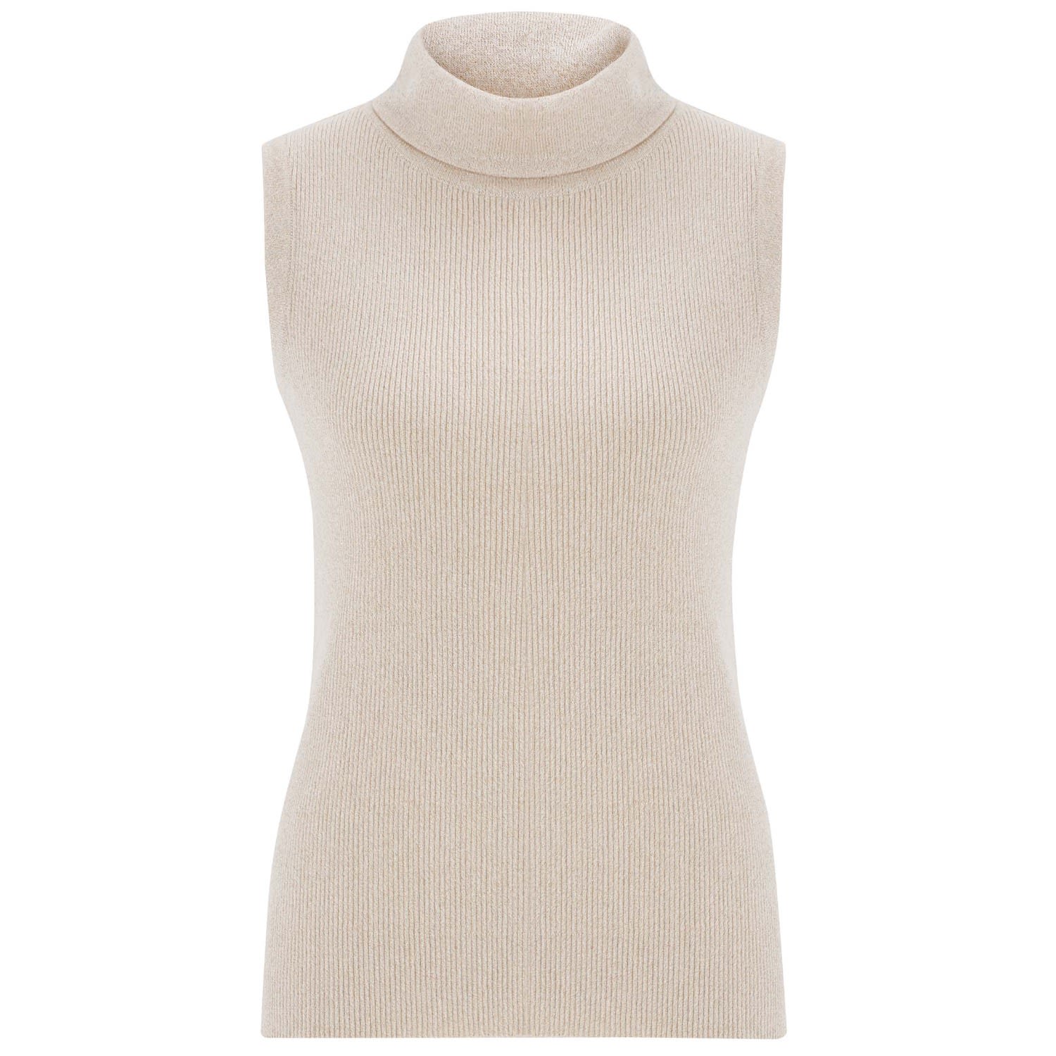 Peraluna Women's Neutrals Roll Neck Sleeveless Knitwear Sparkle Blouse - Cream In White