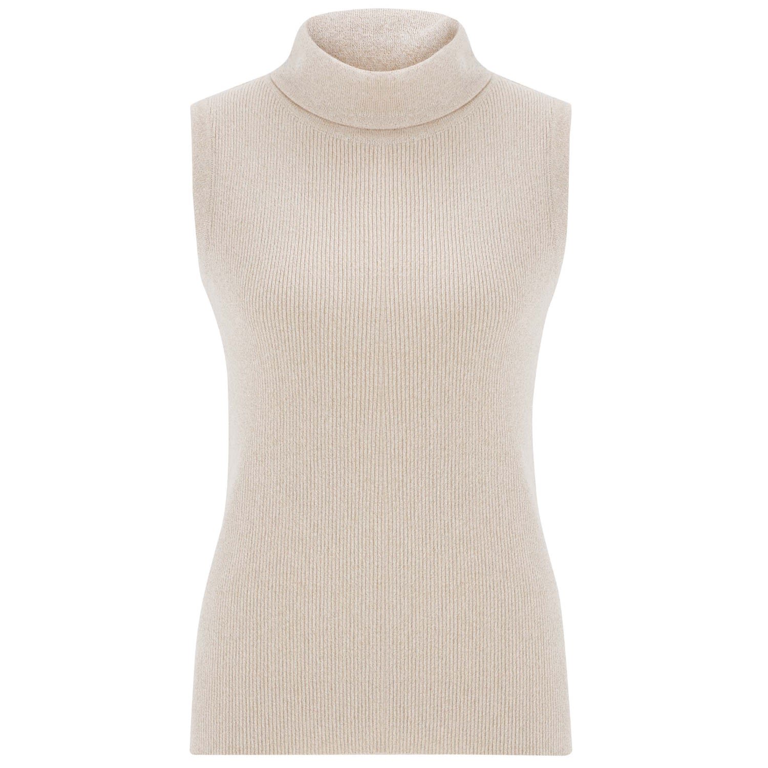 Women’s Neutrals Roll Neck Sleeveless Knitwear Sparkle Blouse - Cream Extra Large Peraluna