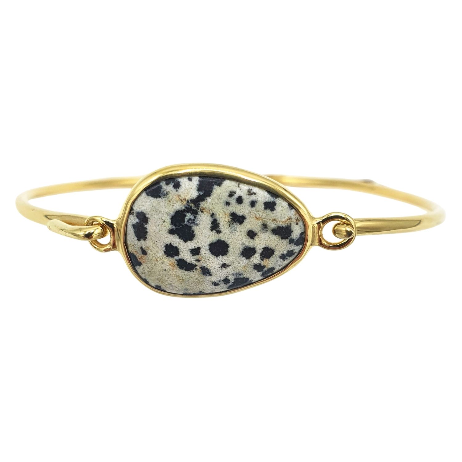 Women’s Gold / Black / White Gold Vermeil Dalmatian Jasper Gemstone Bangle Bracelet Harfi