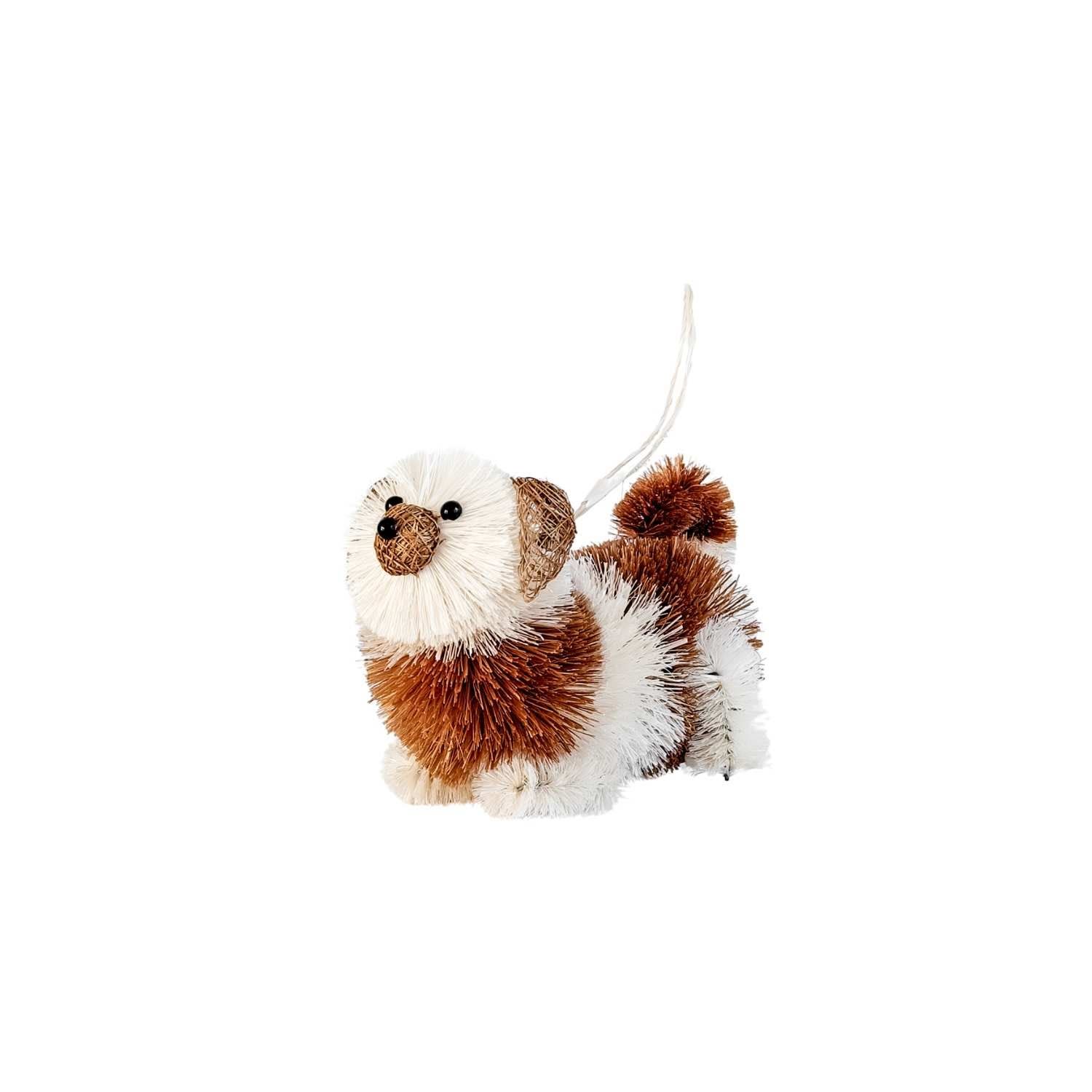 Likha Brown Set Of Three Puppy Ornament, Mahogany - Bottle Brush Ornaments