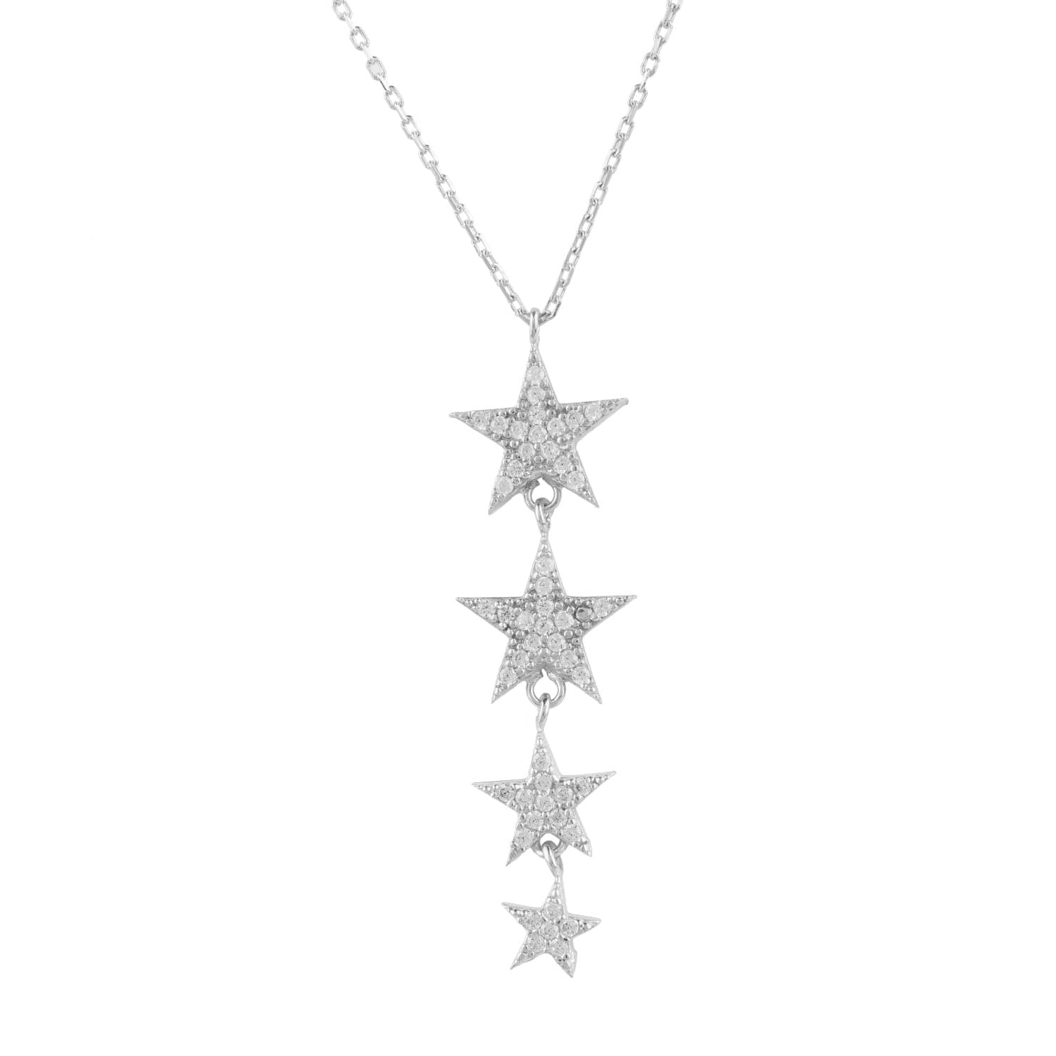 Graduated Star Drop Necklace Sterling Silver Latelita Wolf Badger