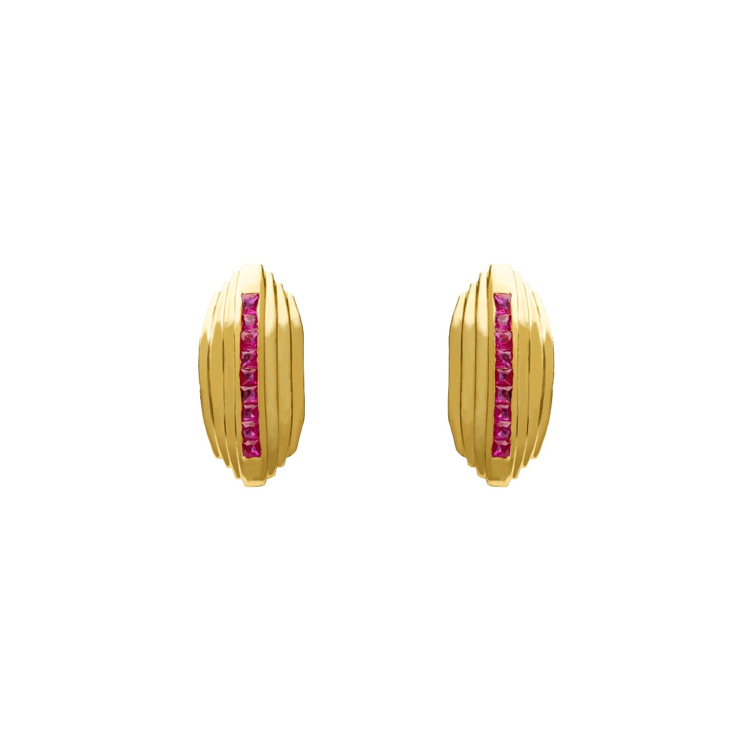 Women’s Gold / Pink / Purple Fuchsia Gold Plated Chrysler Rectangular Earrings Lavani Jewels