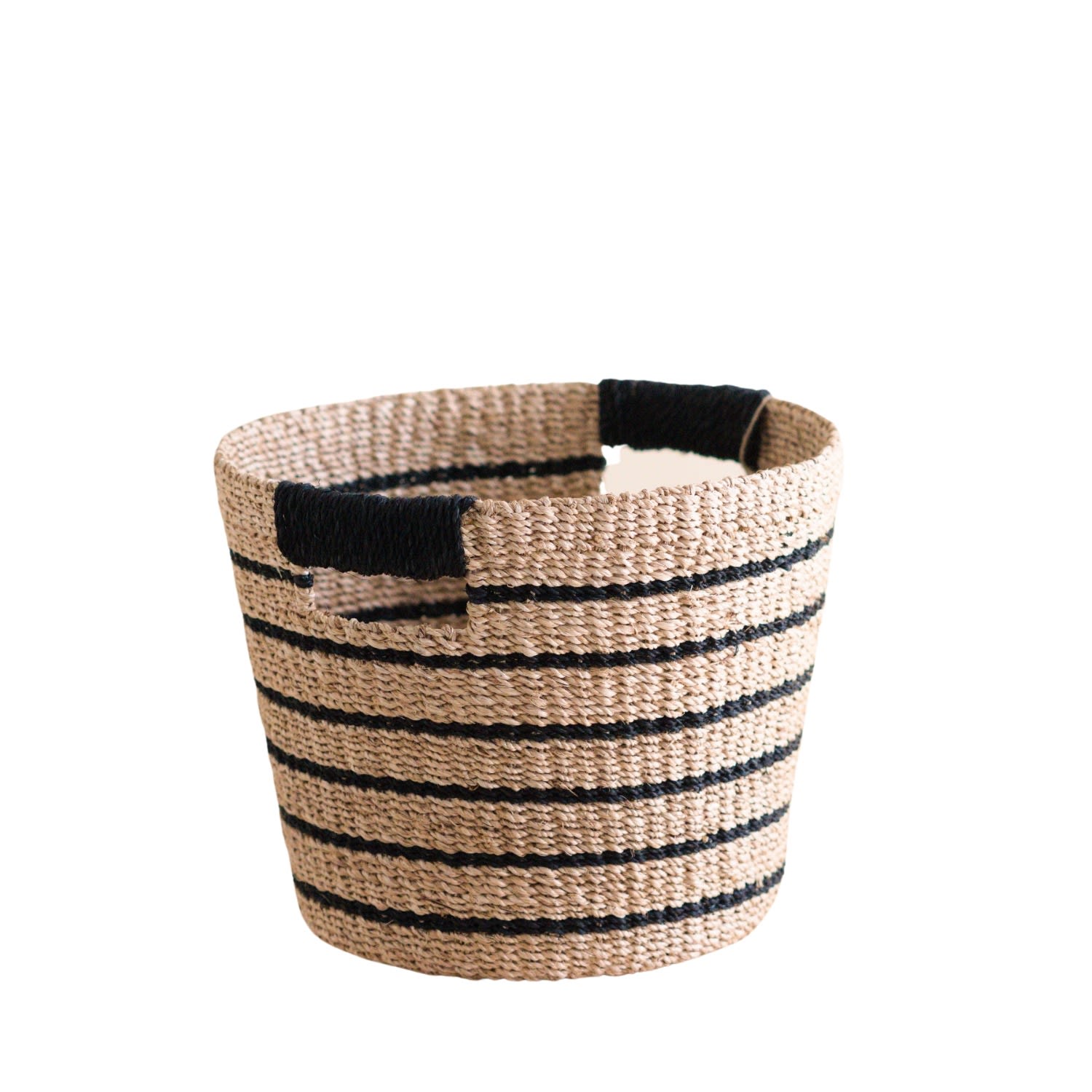 Likha Neutrals Black + Natural Striped Tapered Basket - Modern Baskets